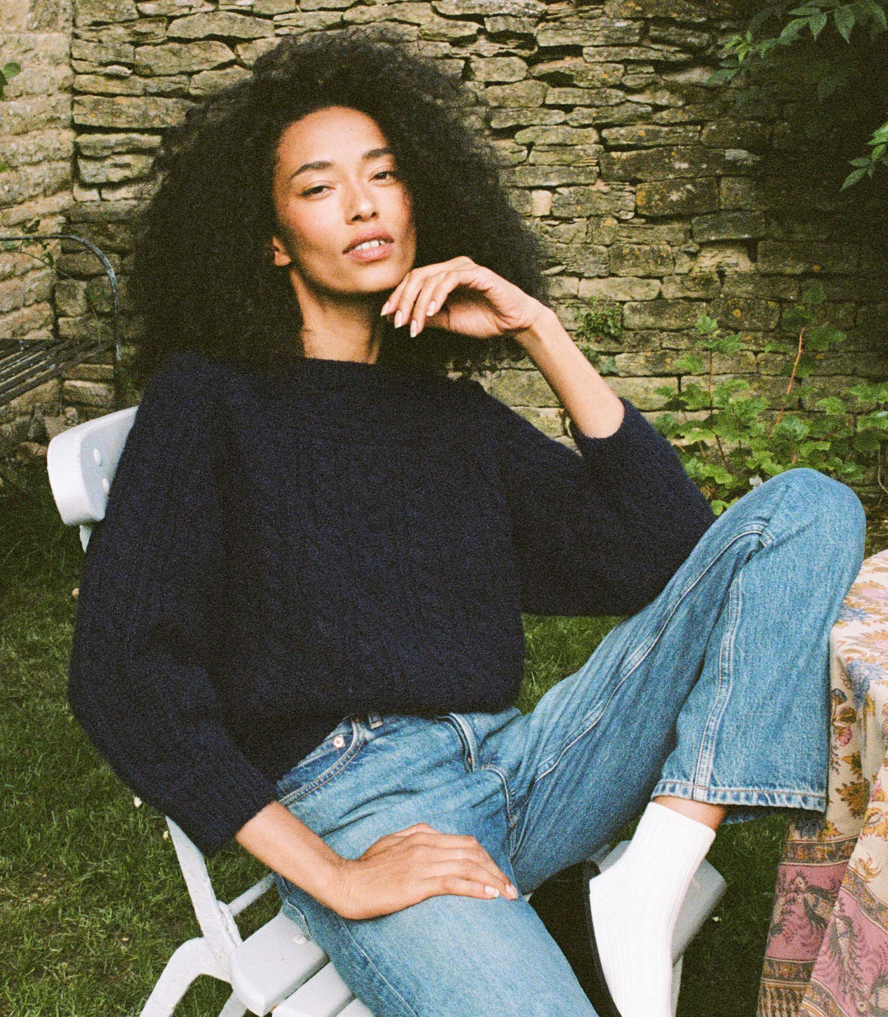 CRESSIDA CASHMERE SWEATER -- NAVY view 1