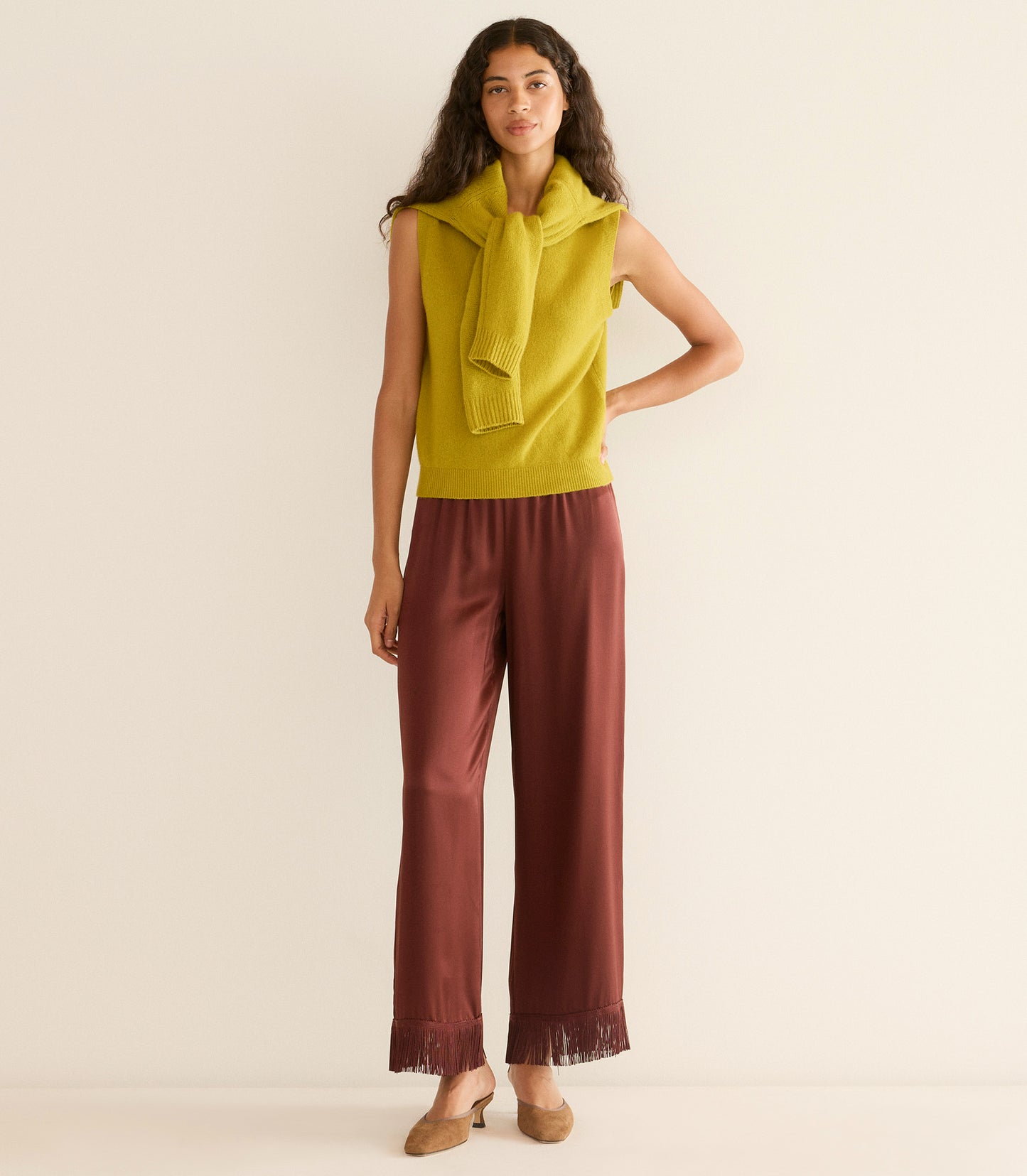 DAMIA CASHMERE VEST -- ANTIQUE MOSS