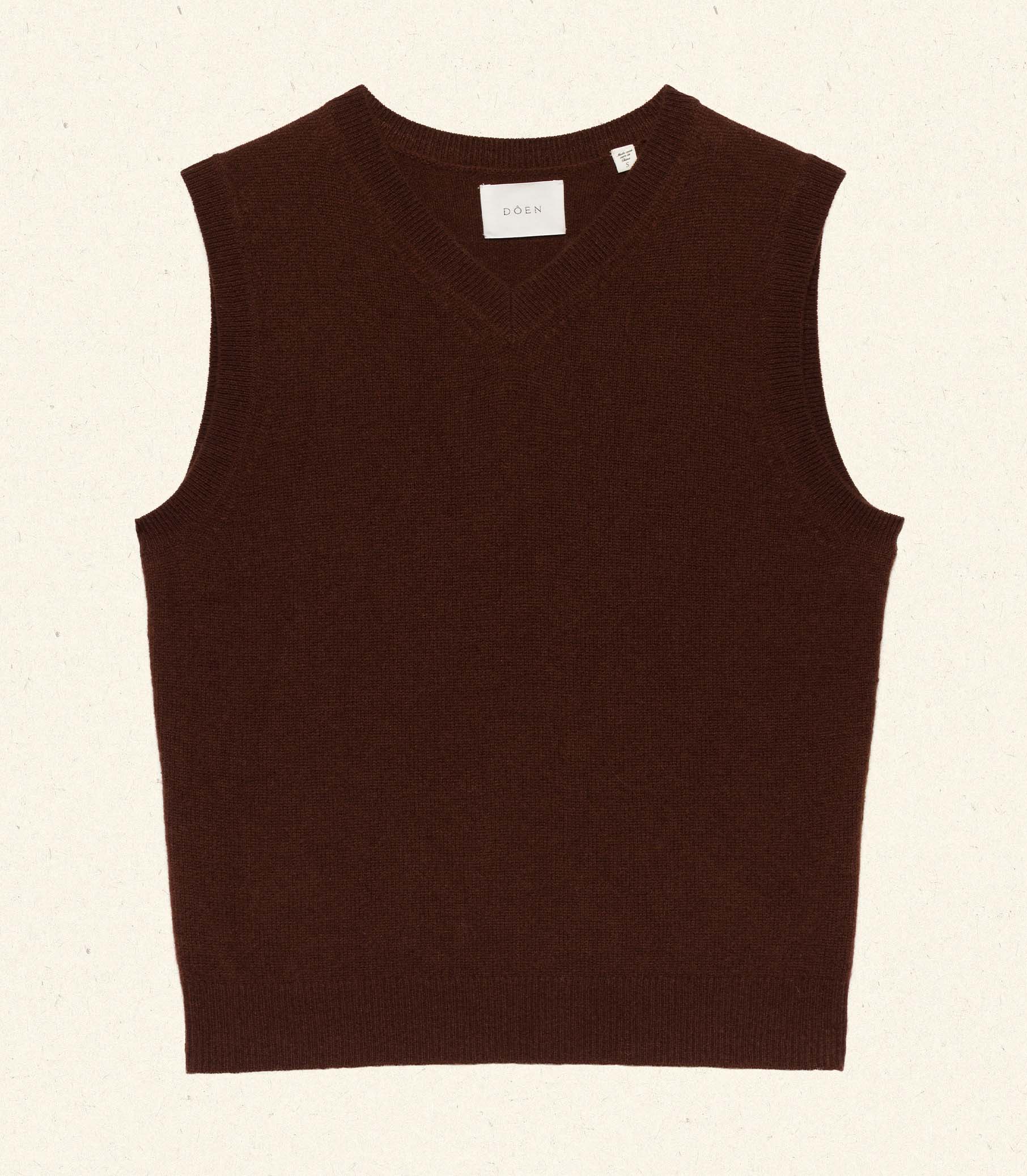 DAMIA CASHMERE VEST -- DARK UMBER view 5