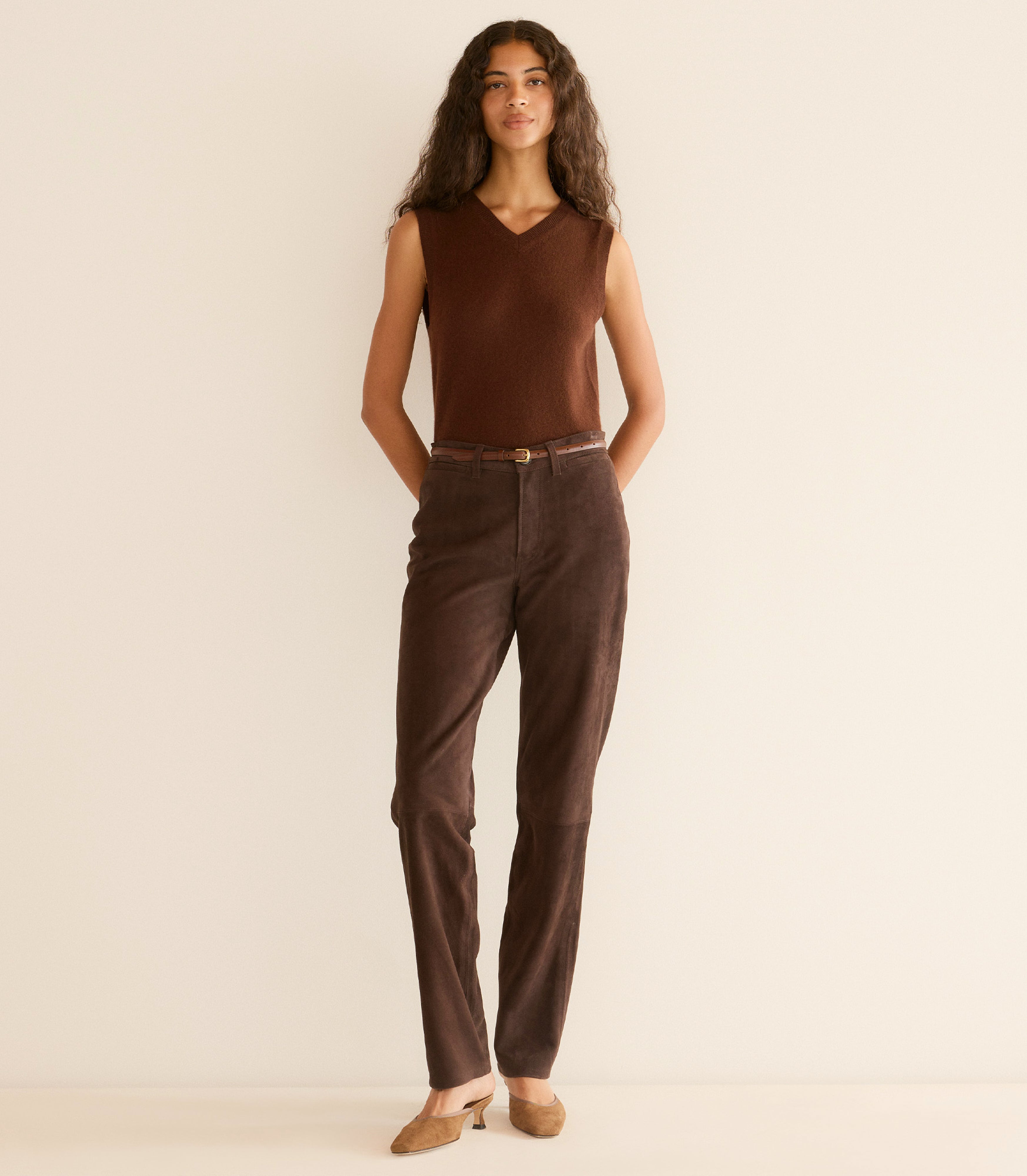 DAMIA CASHMERE VEST -- DARK UMBER