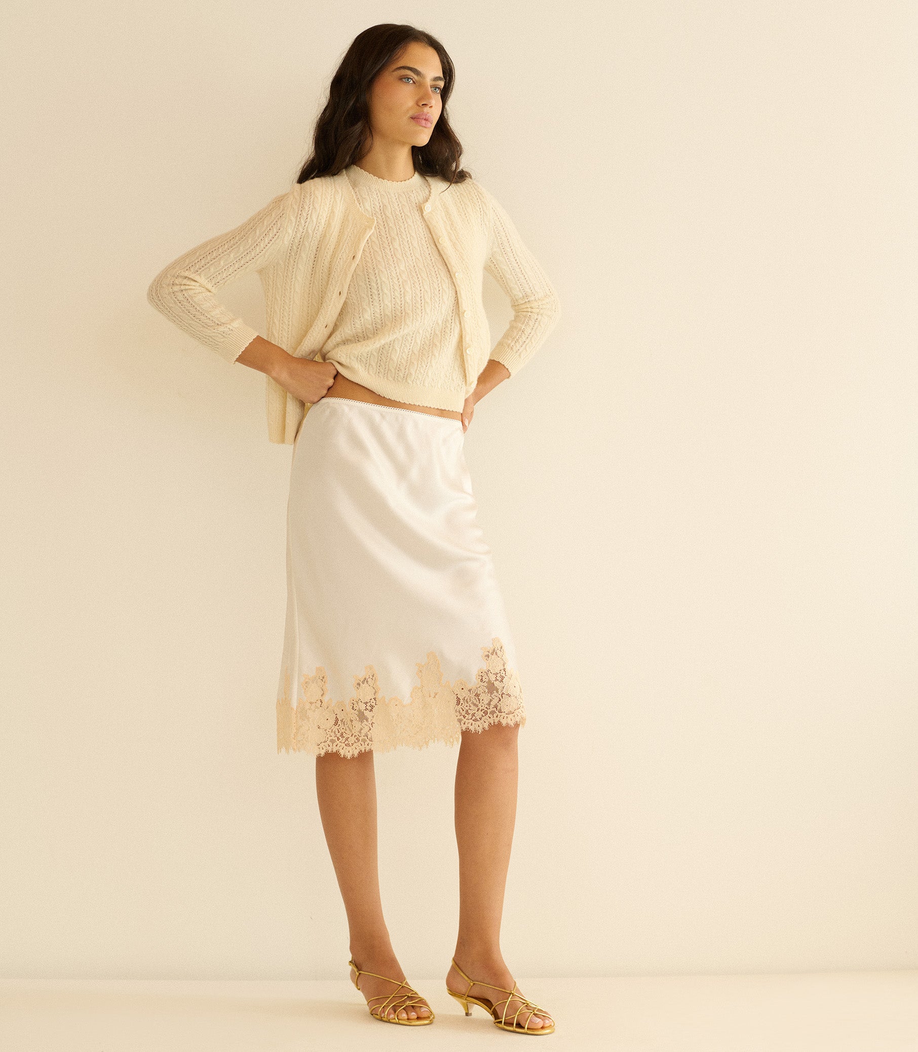 Danae Cashmere Cable Cardigan - Dogwood | DÔEN