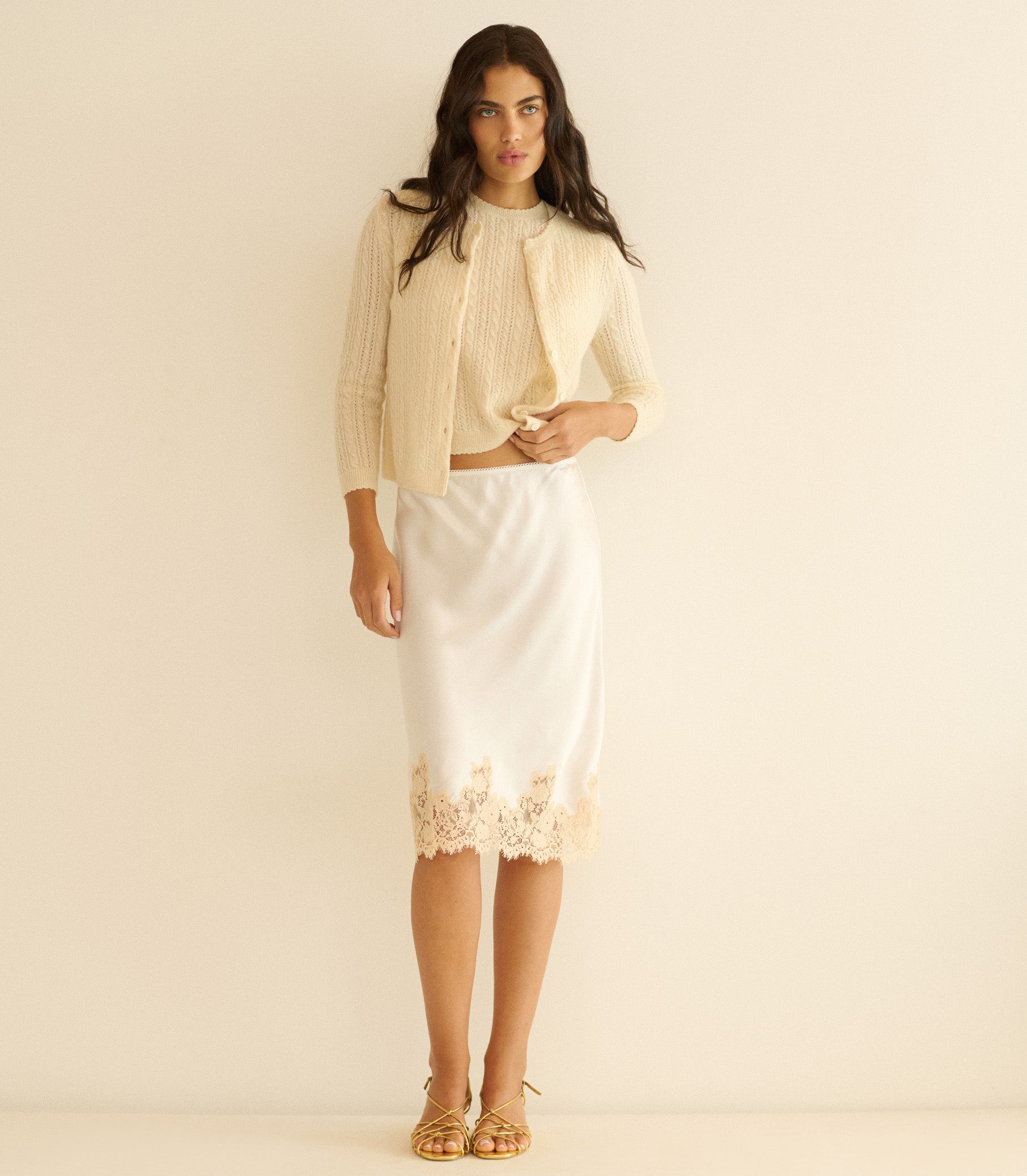 Danae Cashmere Cable Cardigan - Dogwood | DÔEN