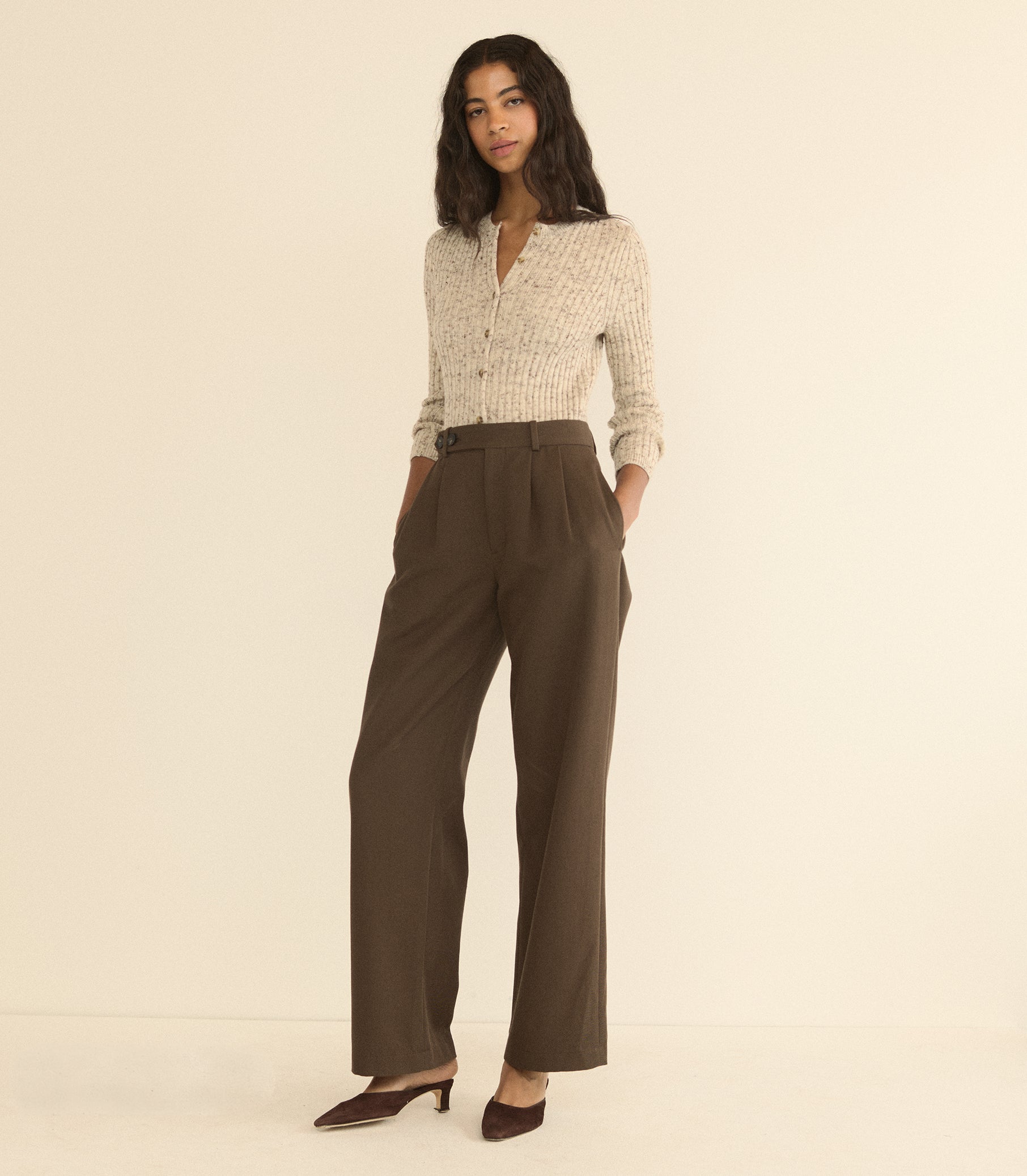 DANAE RIB CARDIGAN -- SABBIA MELANGE view 23
