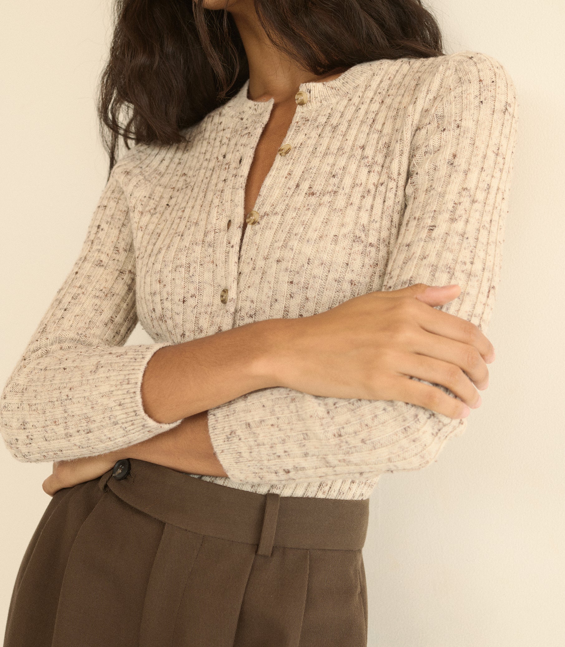 DANAE RIB CARDIGAN -- SABBIA MELANGE view 30
