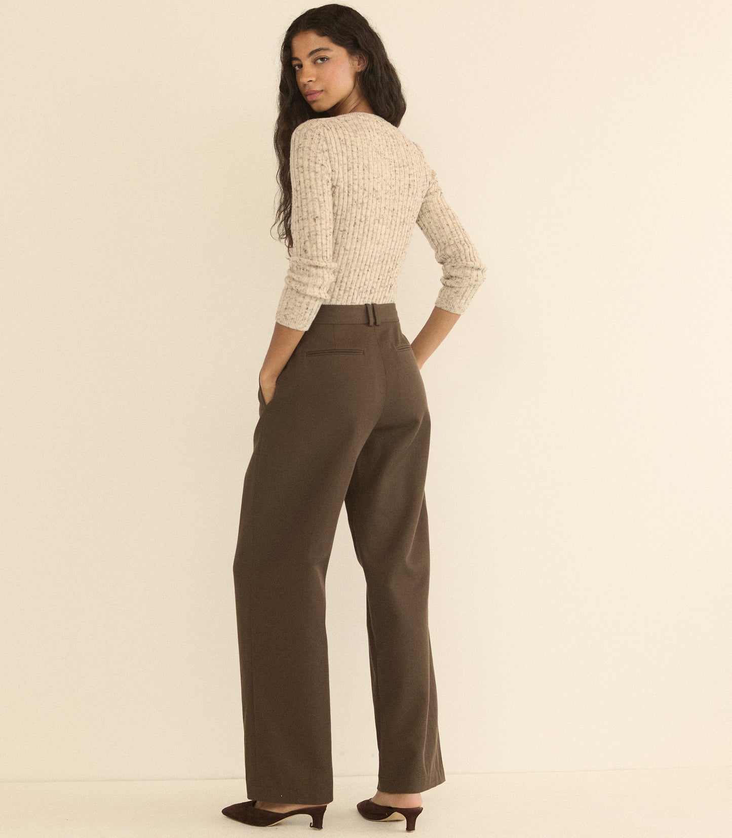 DANAE RIB CARDIGAN -- SABBIA MELANGE