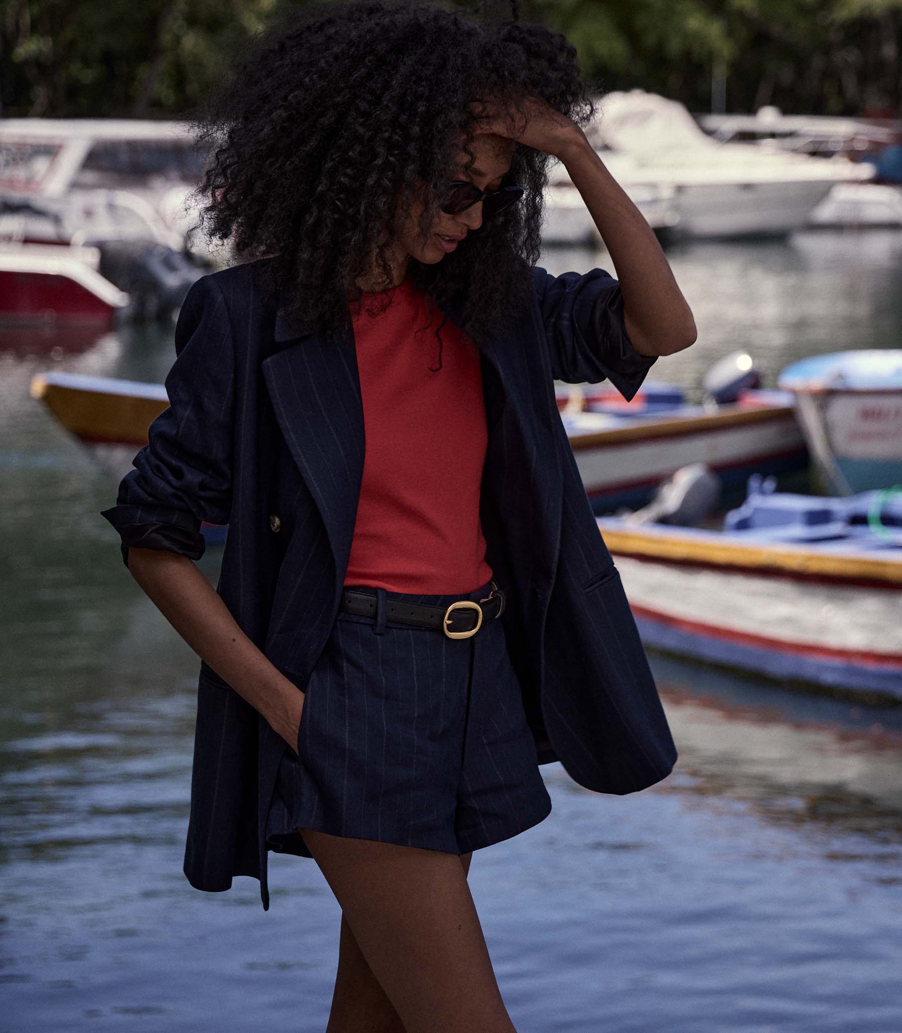 DANTON BLAZER -- NAVY PINSTRIPE view 3
