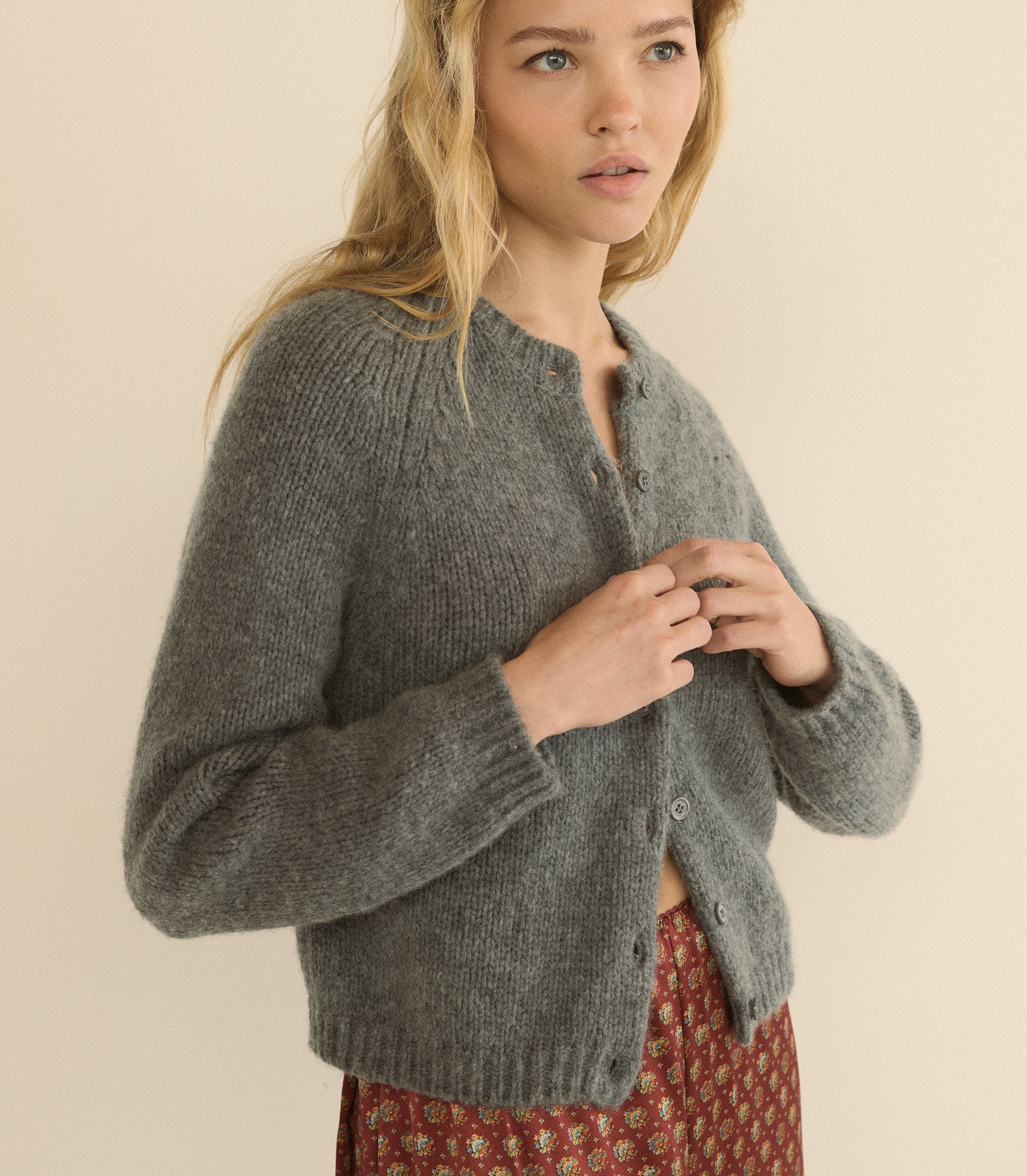 DARCY CARDIGAN -- CHARCOAL MELANGE view 4
