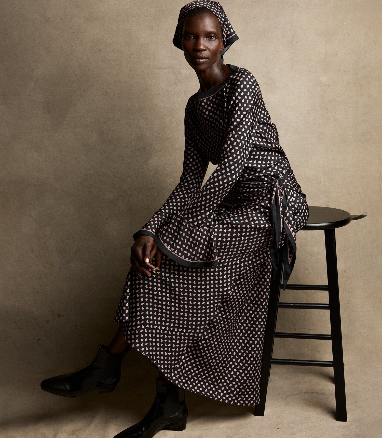 DAVINA DRESS -- CARDINALE FOULARD