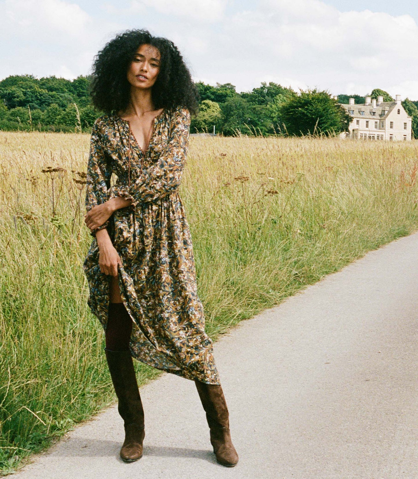 HMD -- DELFINA DRESS -- NOIR NARCISSUS FLORAL