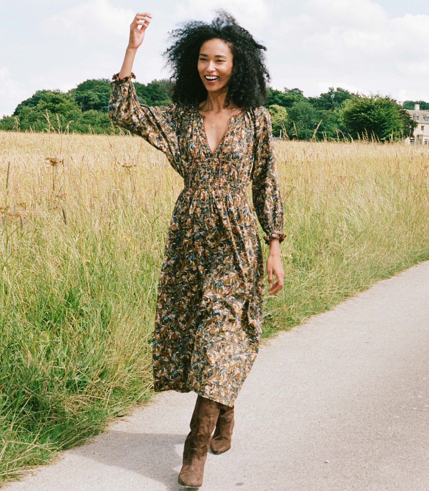 HMD -- DELFINA DRESS -- NOIR NARCISSUS FLORAL