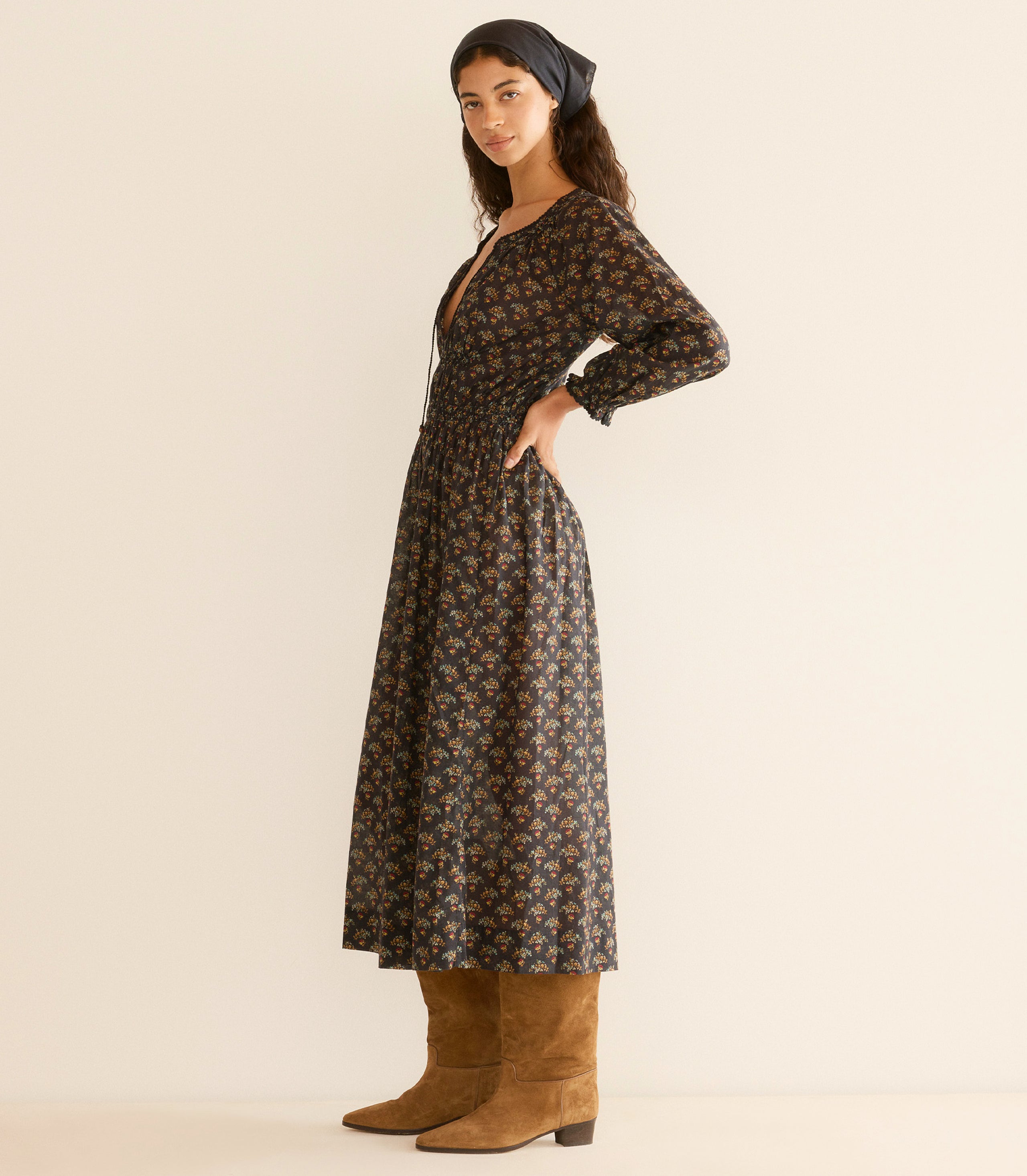 DELFINA DRESS -- DELPHINIUM FLORAL