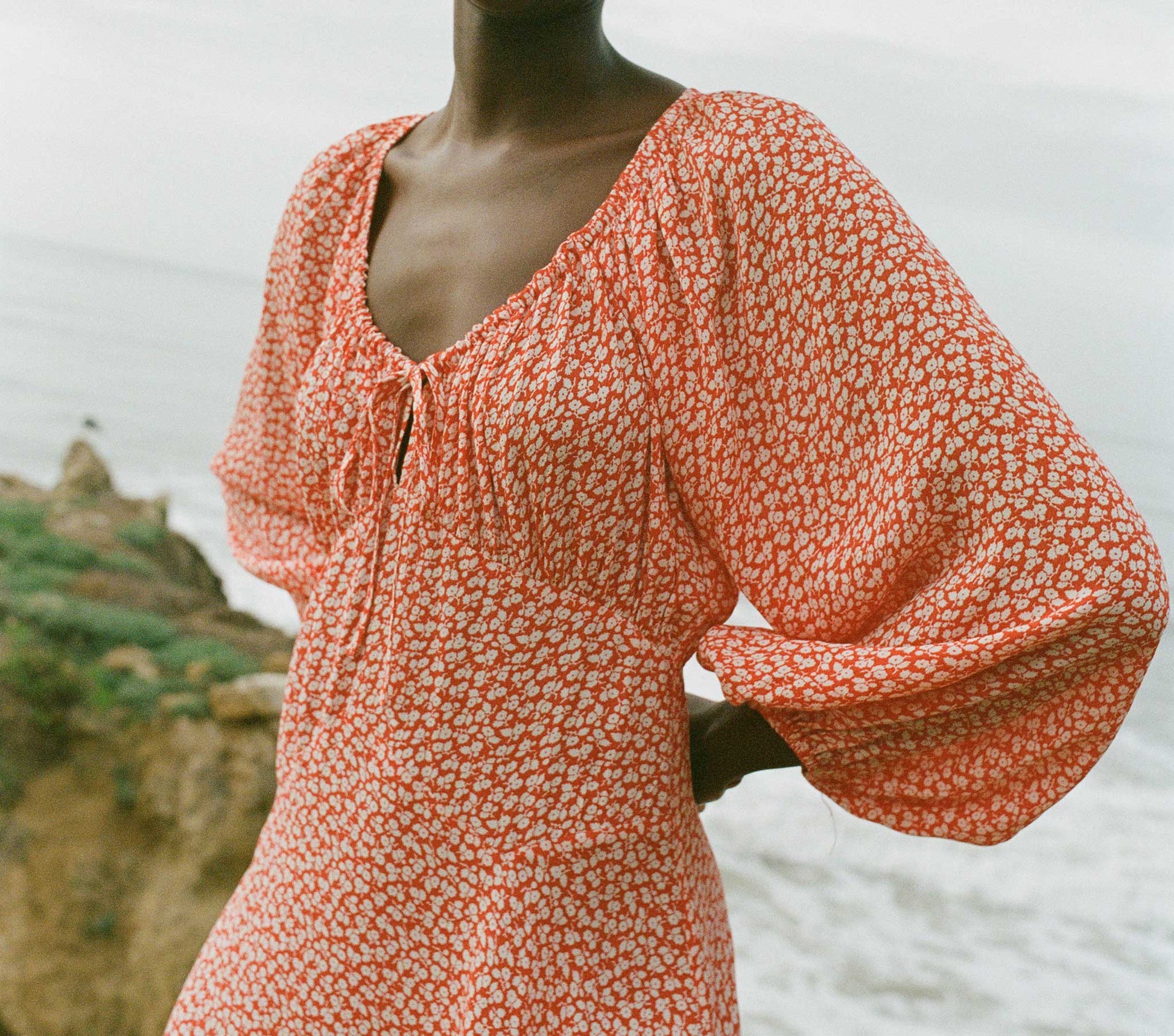 HMD -- ORTENSIA DRESS -- ORANGE HILLSIDE BLOOM view 3
