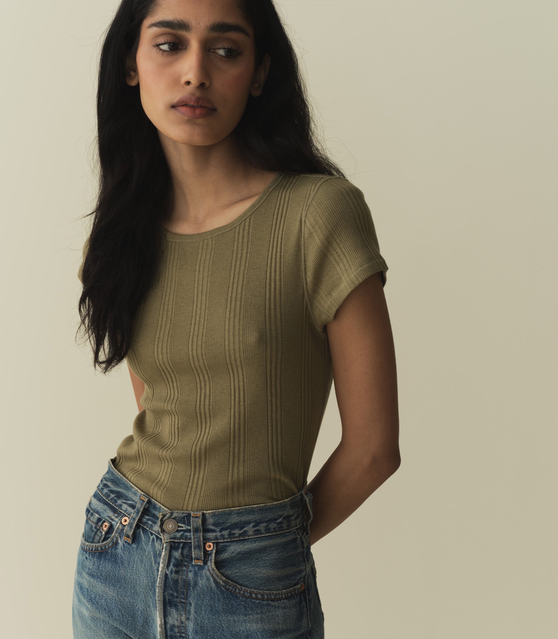 HMD -- VIVI CASHMERE BLEND TEE -- PASTURE view 1
