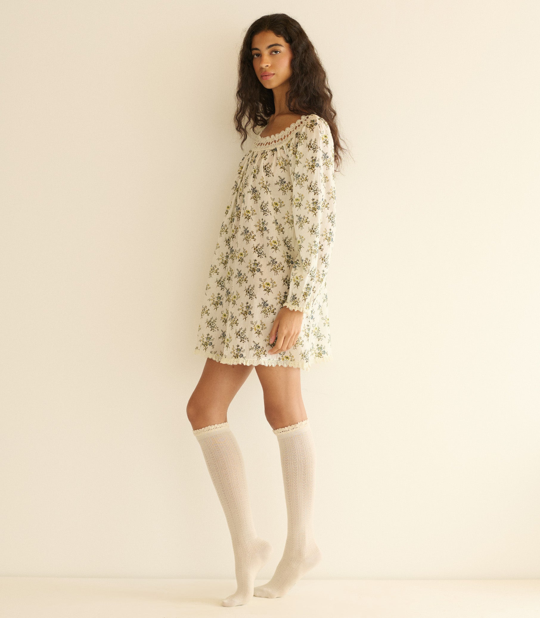 DONELLE NIGHTGOWN -- CRÈME FLEUR DU PALAIS view 3