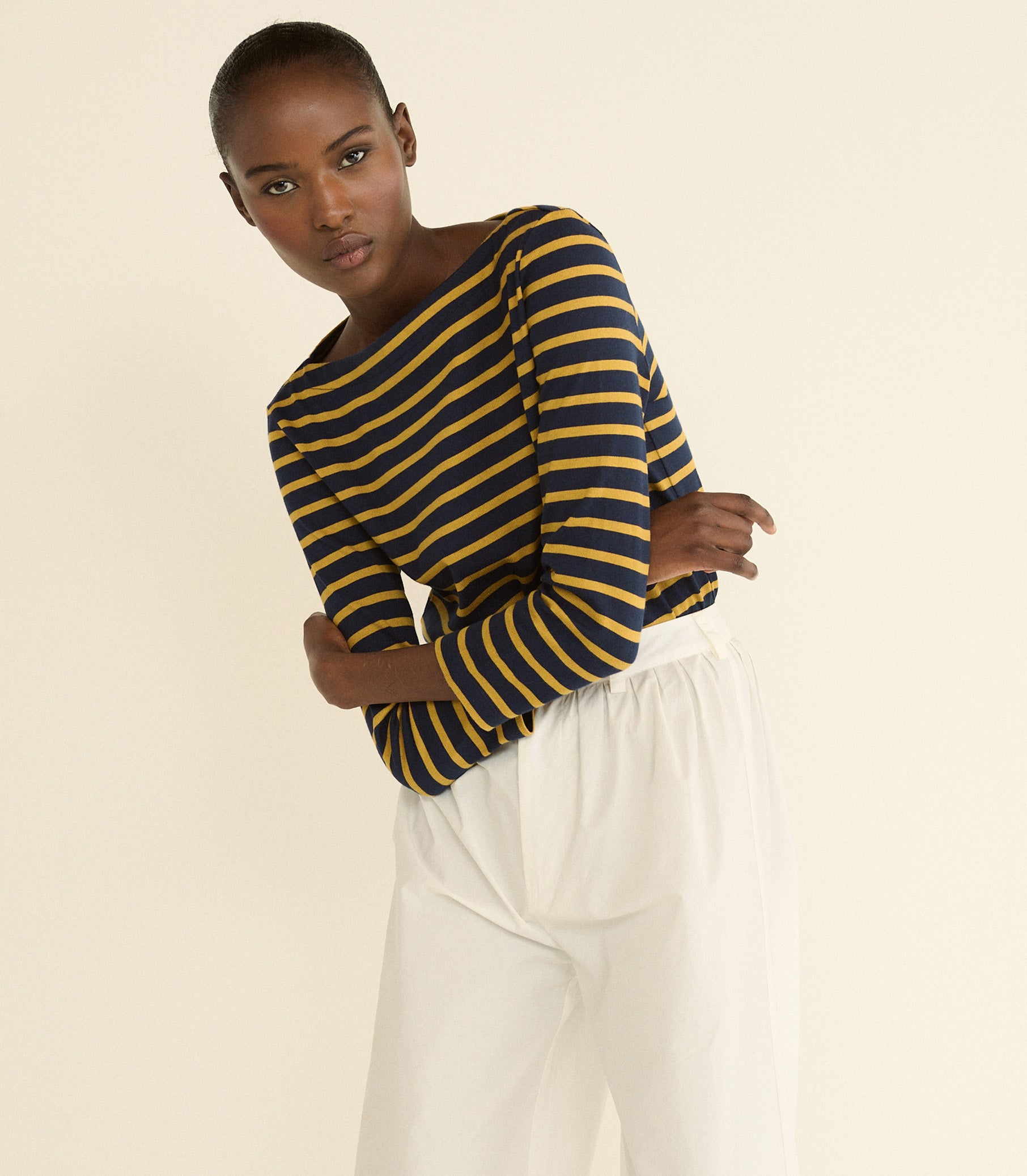 DONNIE TEE -- NAVY BRETON STRIPE view 3
