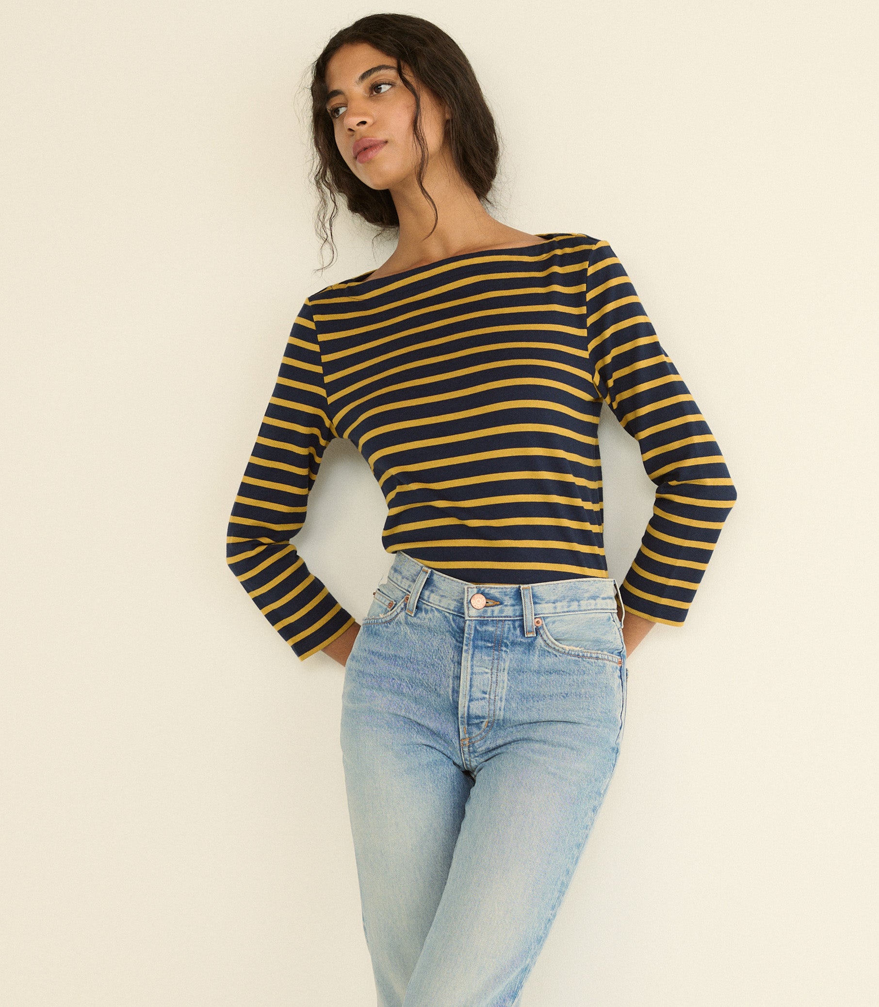 DONNIE TEE -- NAVY BRETON STRIPE view 5
