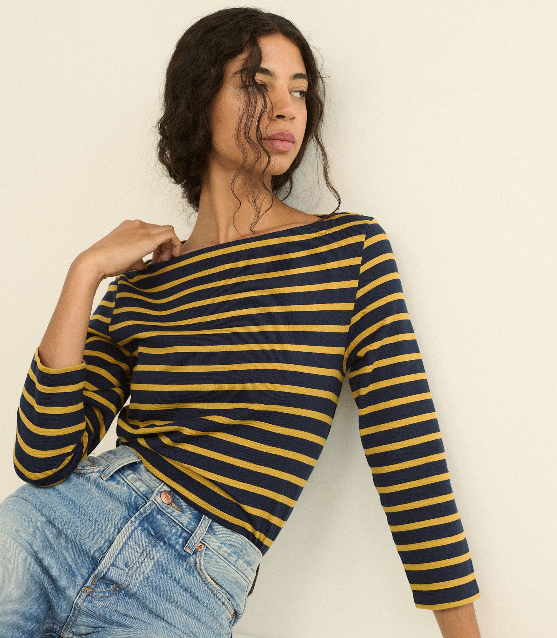 DONNIE TEE -- NAVY BRETON STRIPE view 4
