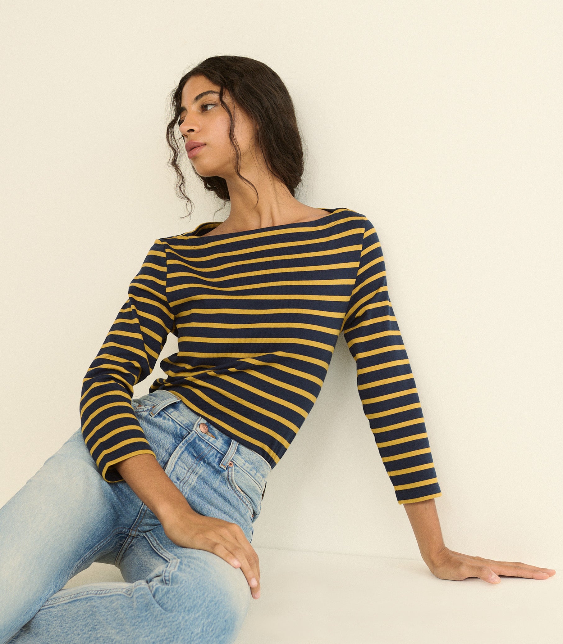 DONNIE TEE -- NAVY BRETON STRIPE view 6
