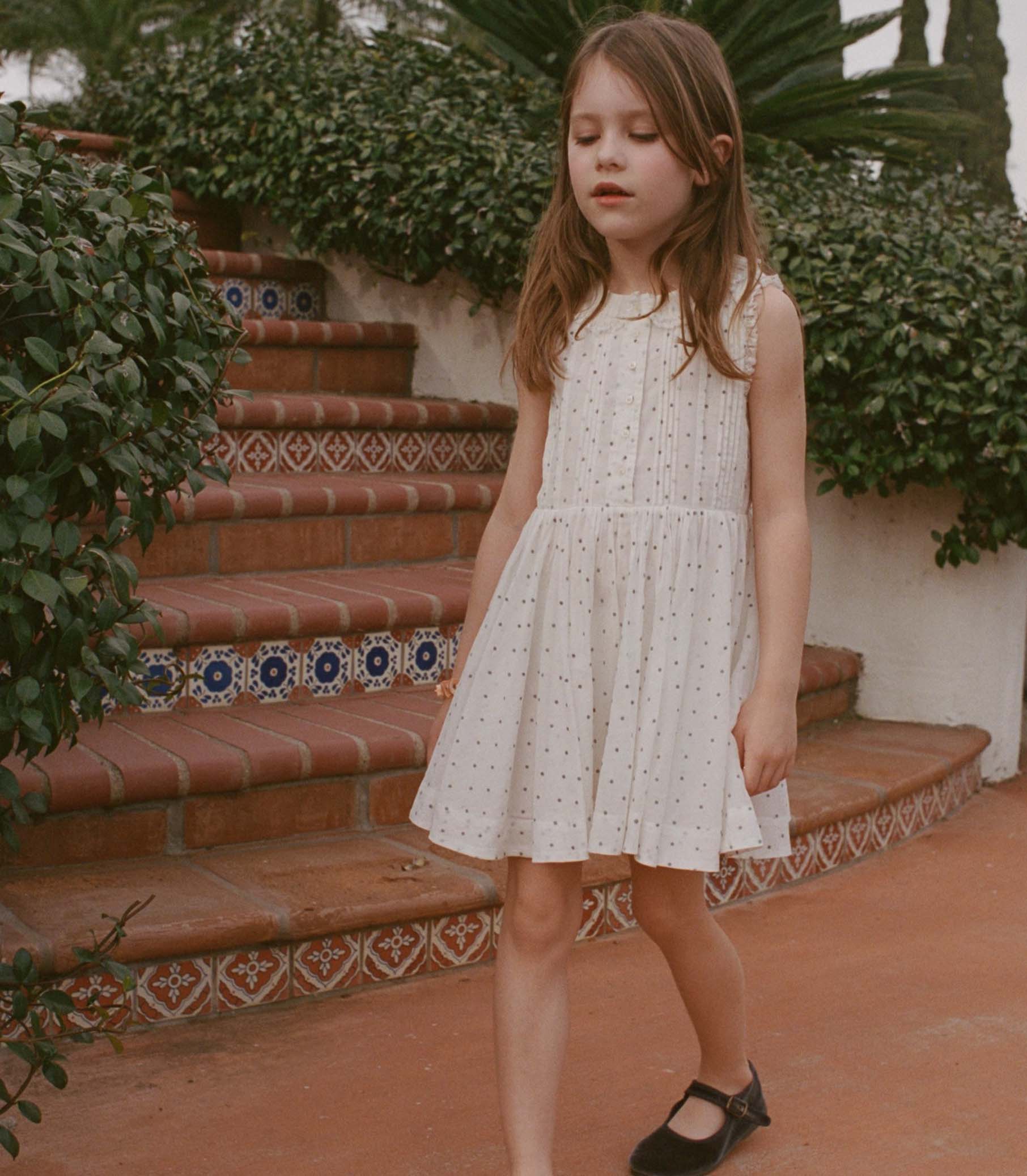 Elly Dress - Salt Flock Dot | DÔEN