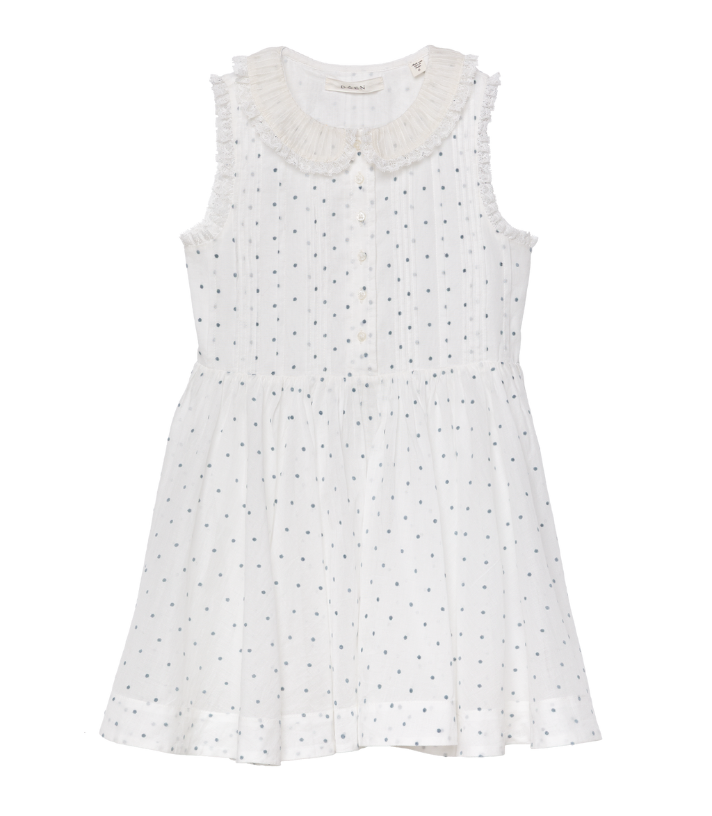 Elly Dress - Salt Flock Dot | DÔEN