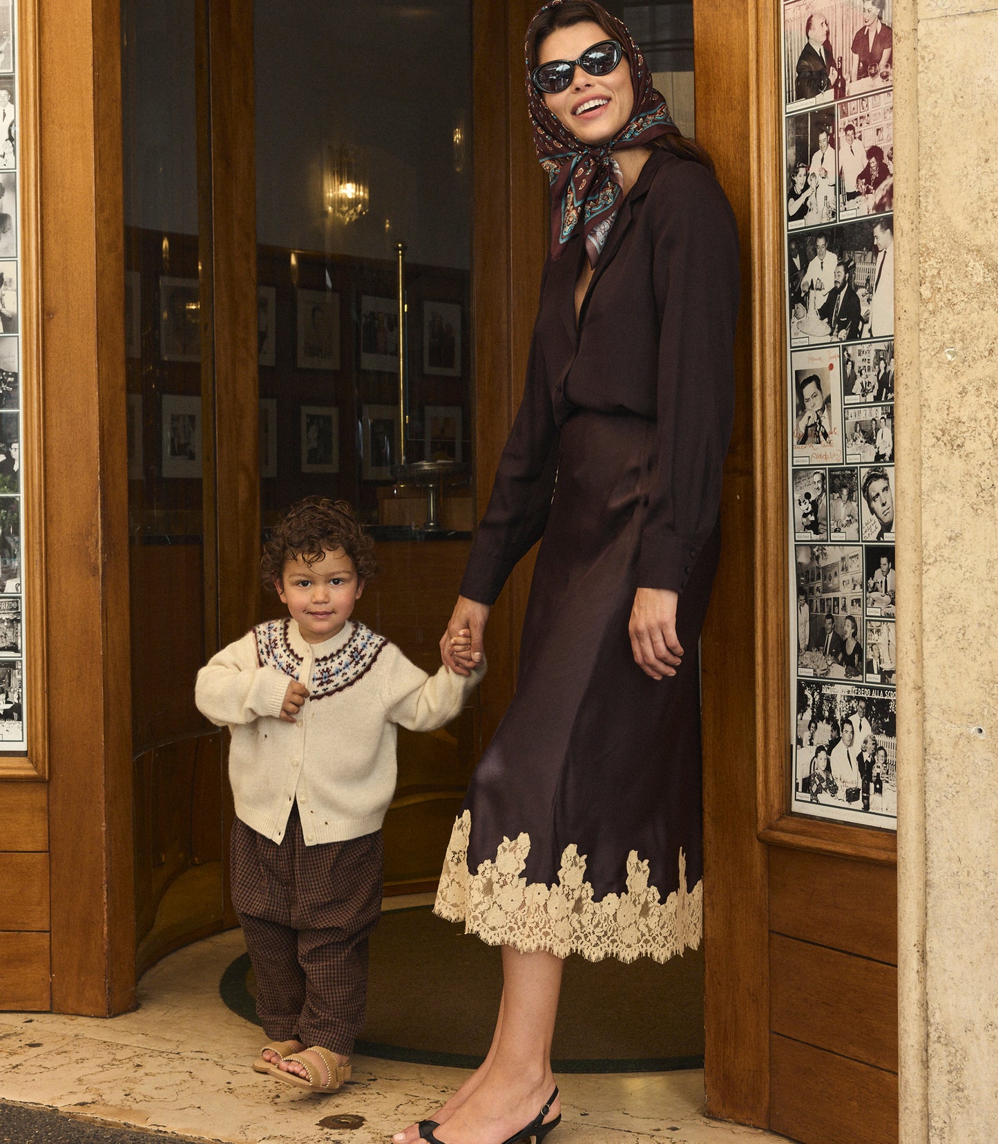 ELOWEN SKIRT -- EQUESTRIAN BROWN WITH CREAM LACE