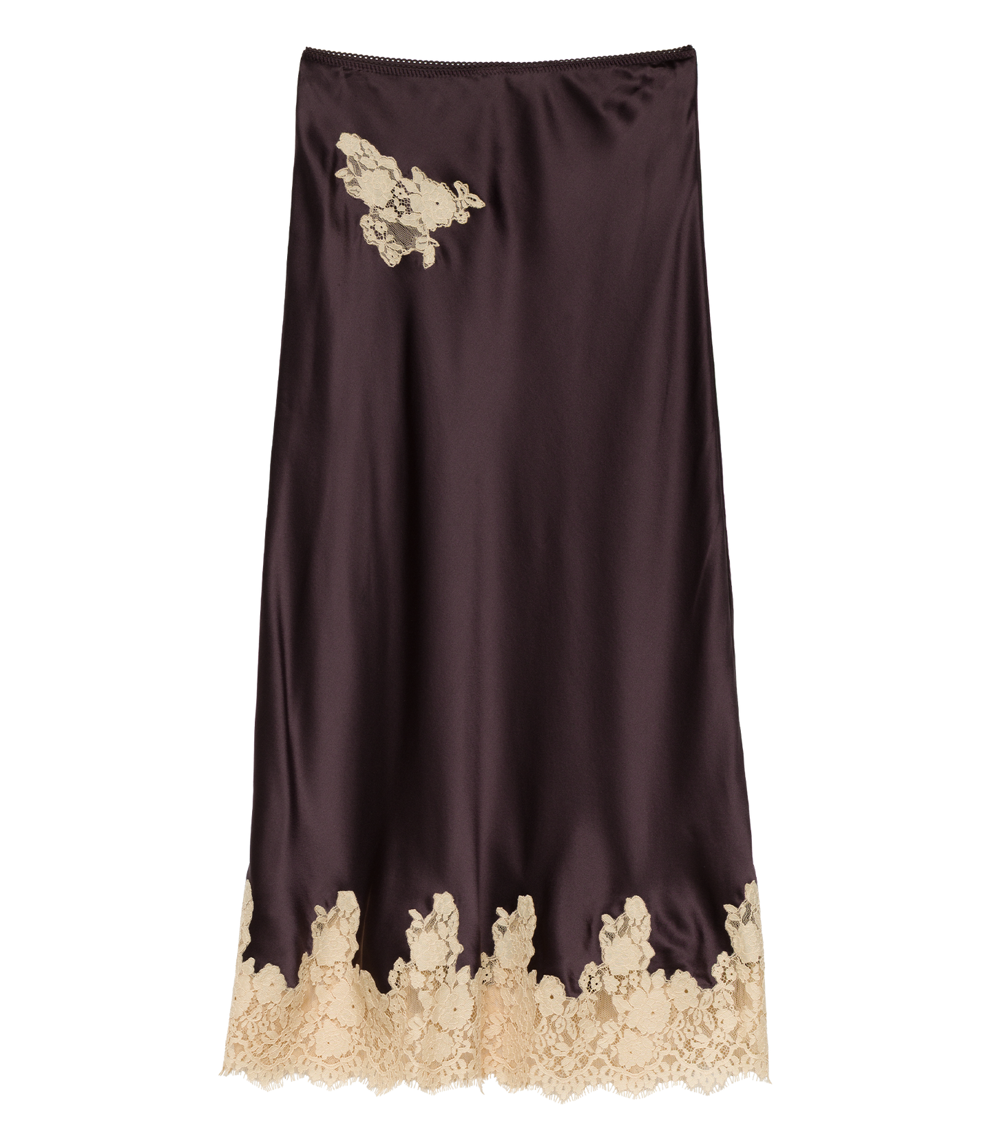 ELOWEN SKIRT -- EQUESTRIAN BROWN WITH CREAM LACE