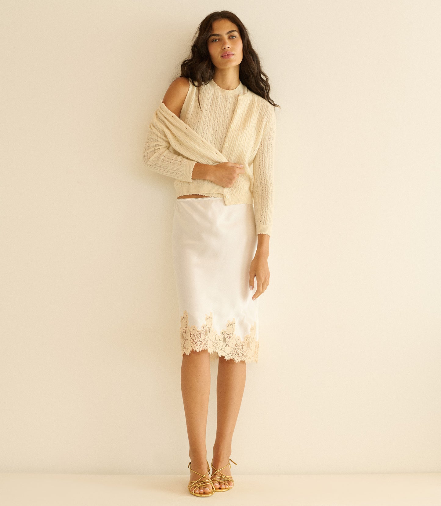 ELOWETTE SKIRT -- SALT AND PEACH LACE
