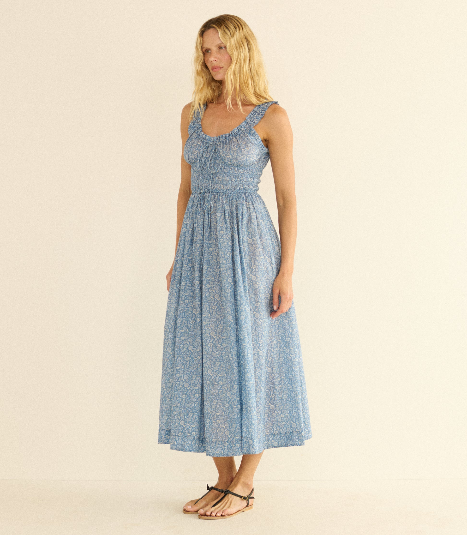EMMARETTA DRESS -- BLUE GARDEN BLOOM view 3
