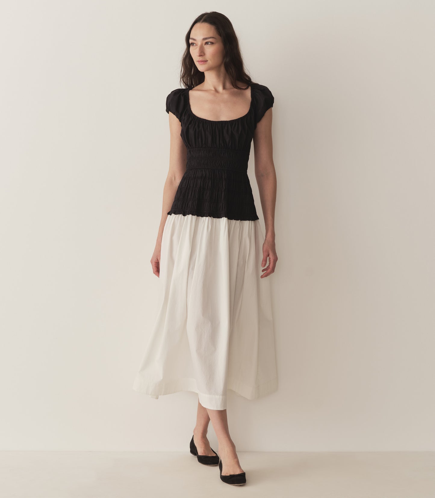 ENYA DRESS -- BLACK AND SALT