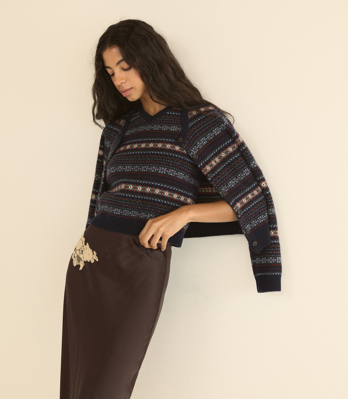 FAUSTINE CARDIGAN -- NAVY DASHWOOD FAIR ISLE view 3
