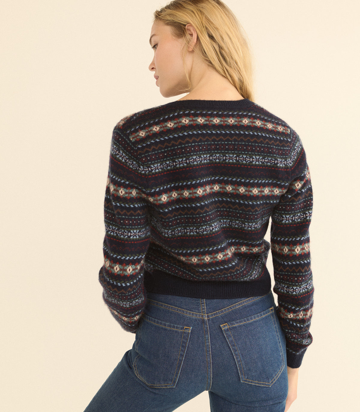 FAUSTINE CARDIGAN -- NAVY DASHWOOD FAIR ISLE