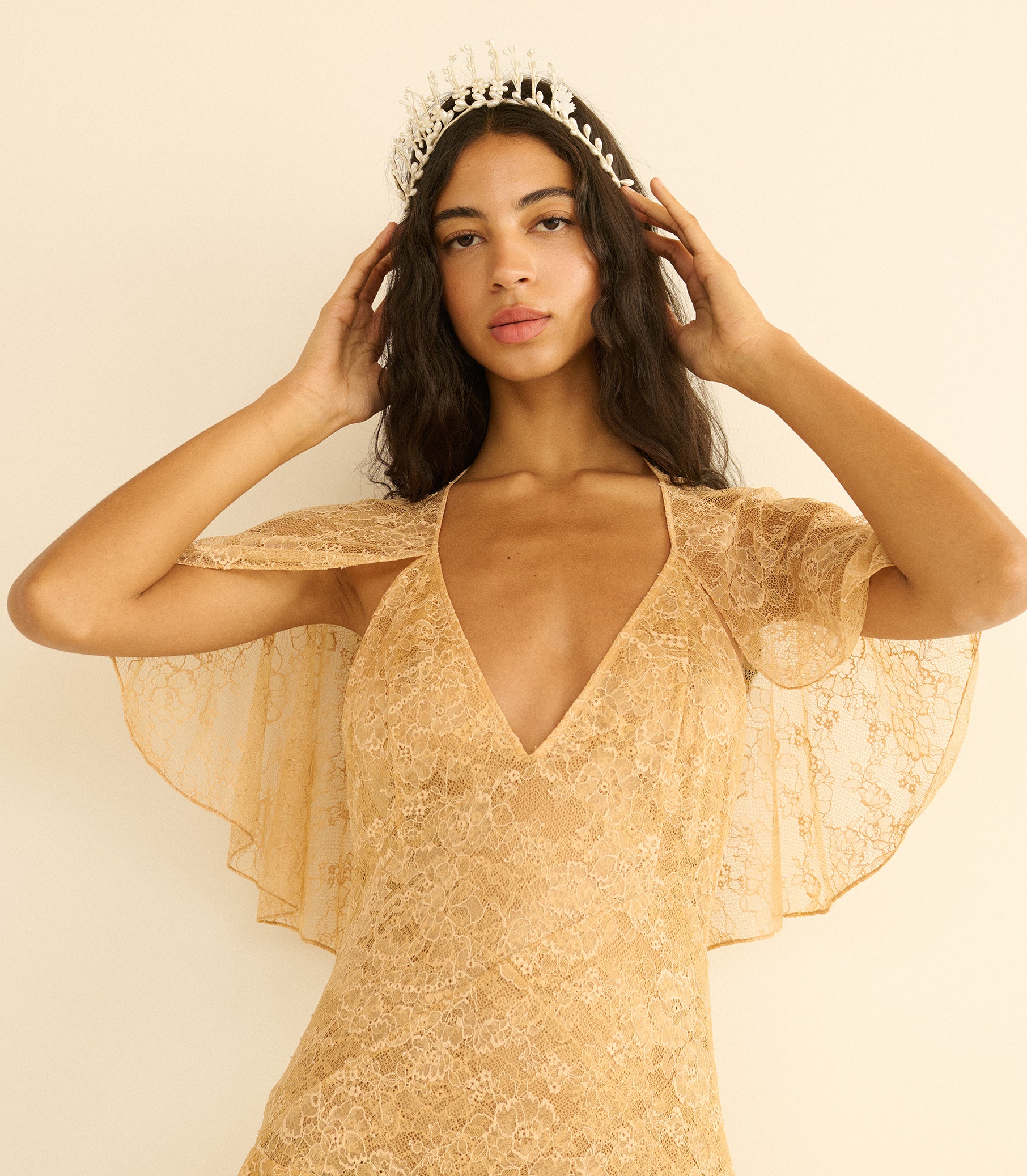 FAYE TIARA -- ANTIQUE PEARL view 2
