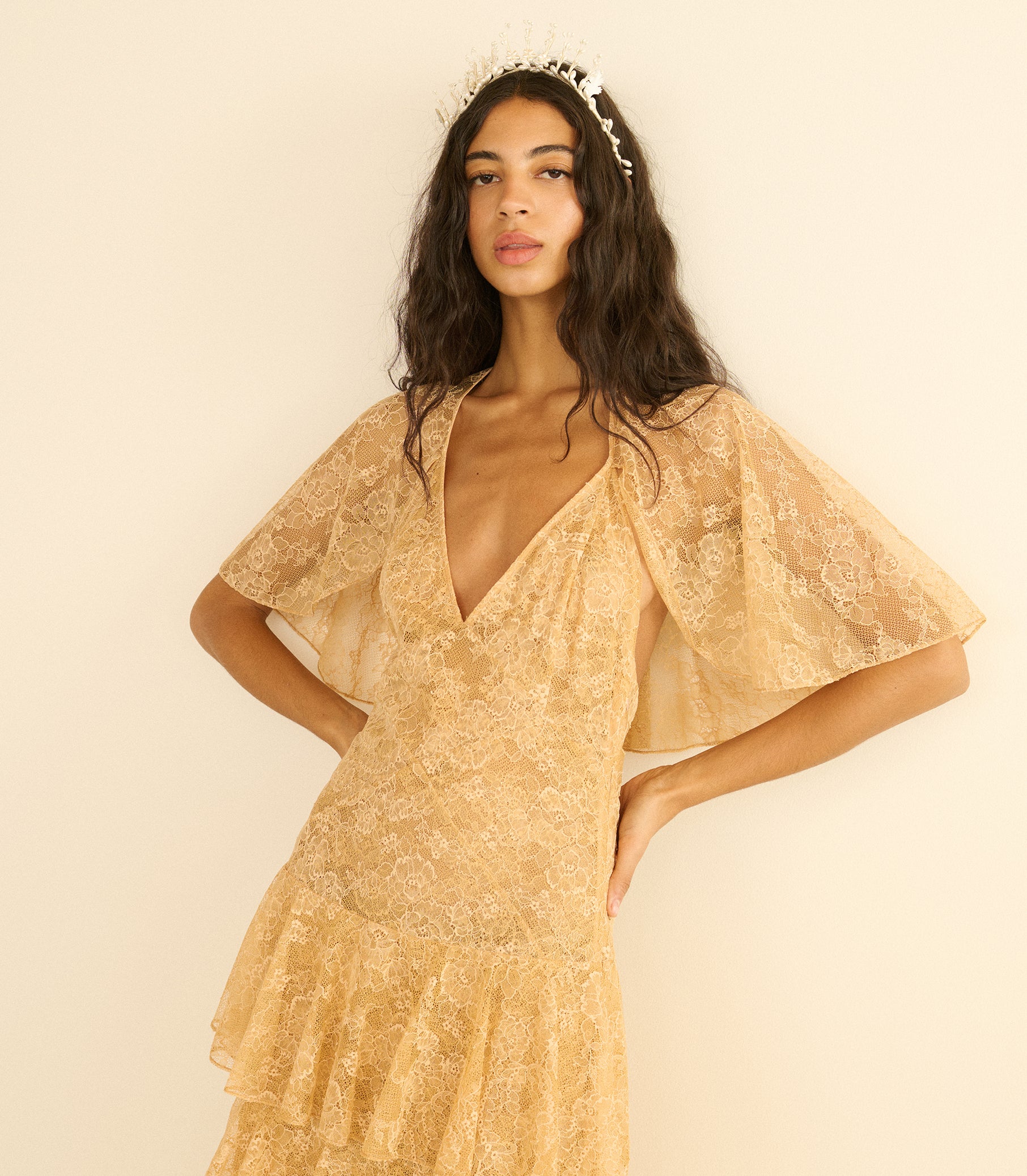 FAYE TIARA -- ANTIQUE PEARL view 4
