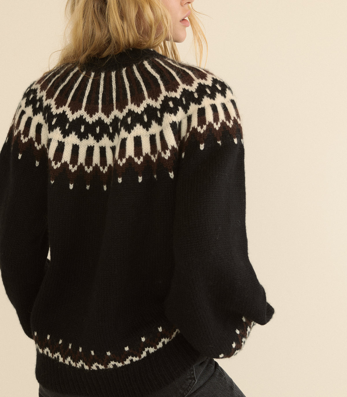 FIELD SWEATER -- BLACK ABERDEEN FAIR ISLE
