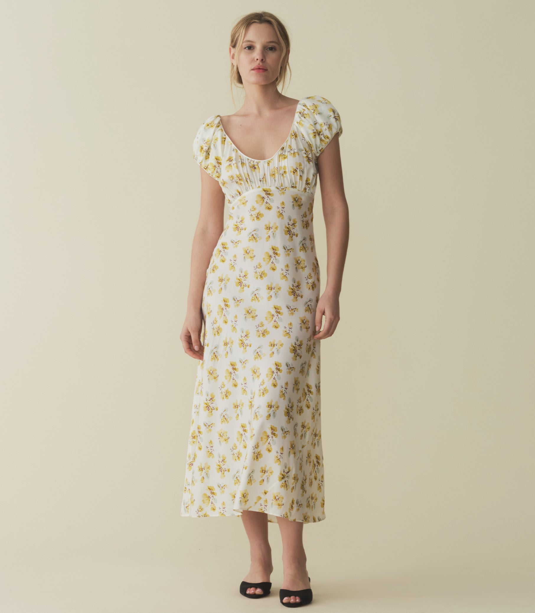 HMD -- FLORENCIA DRESS -- GOLD FROLICKING FLORAL view 2
