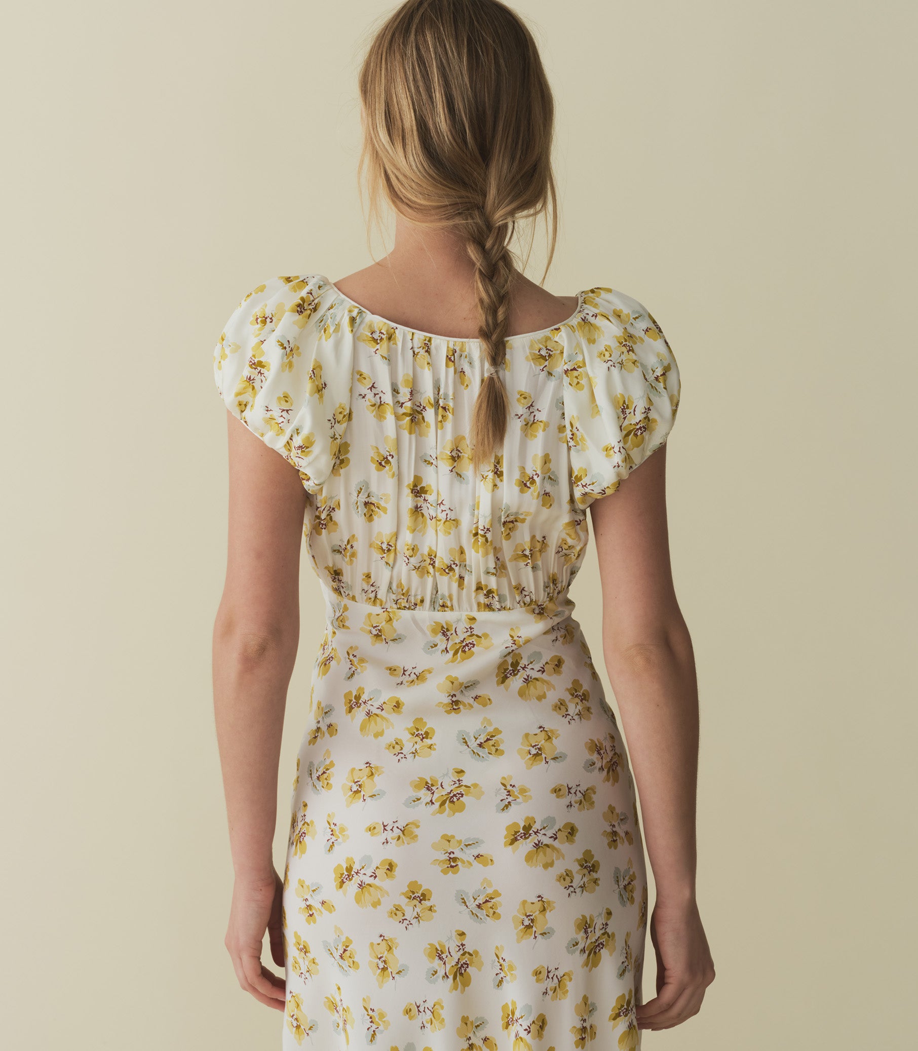 FLORENCIA DRESS -- GOLD FROLICKING FLORAL view 3