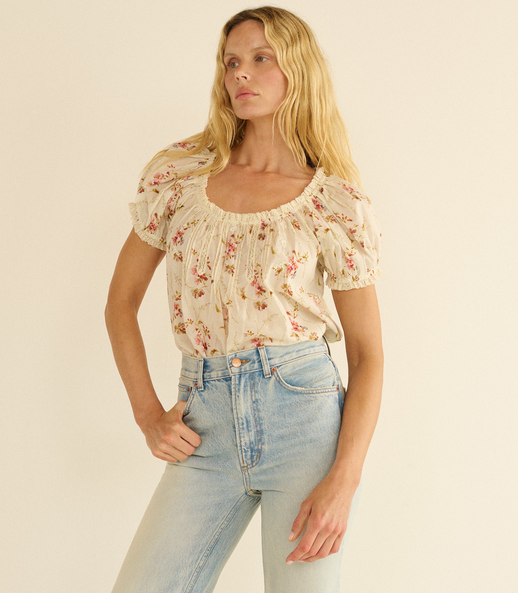 Frederica Top - Blanc Prairie Rose | DÔEN