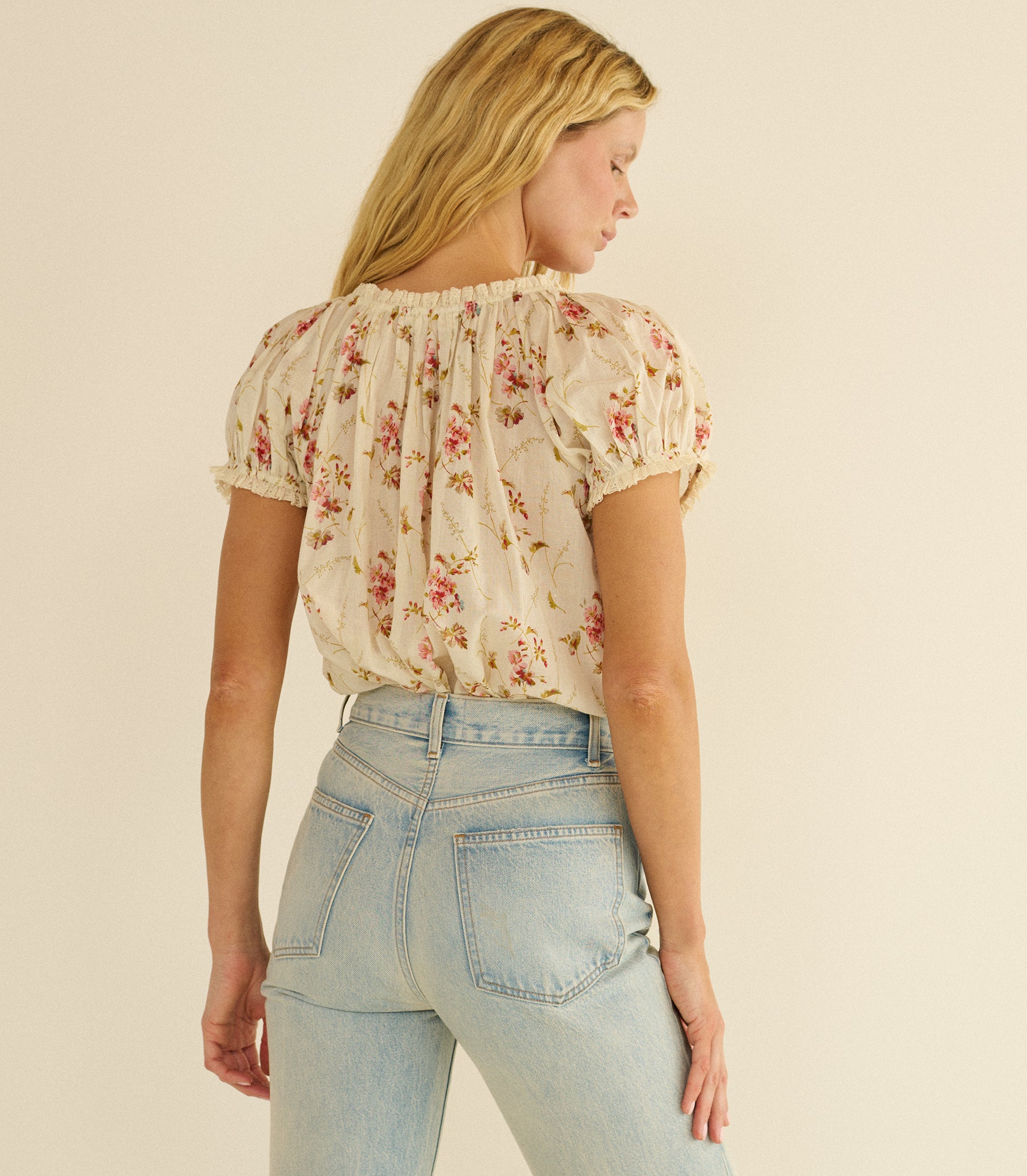 FREDERICA TOP -- BLANC PRAIRIE ROSE view 7
