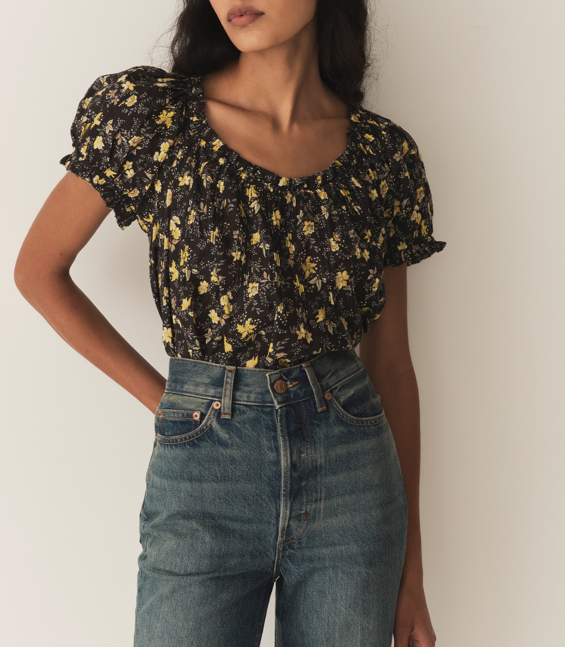 FREDERICA TOP -- NOIR WINDING BLOSSOMS view 1