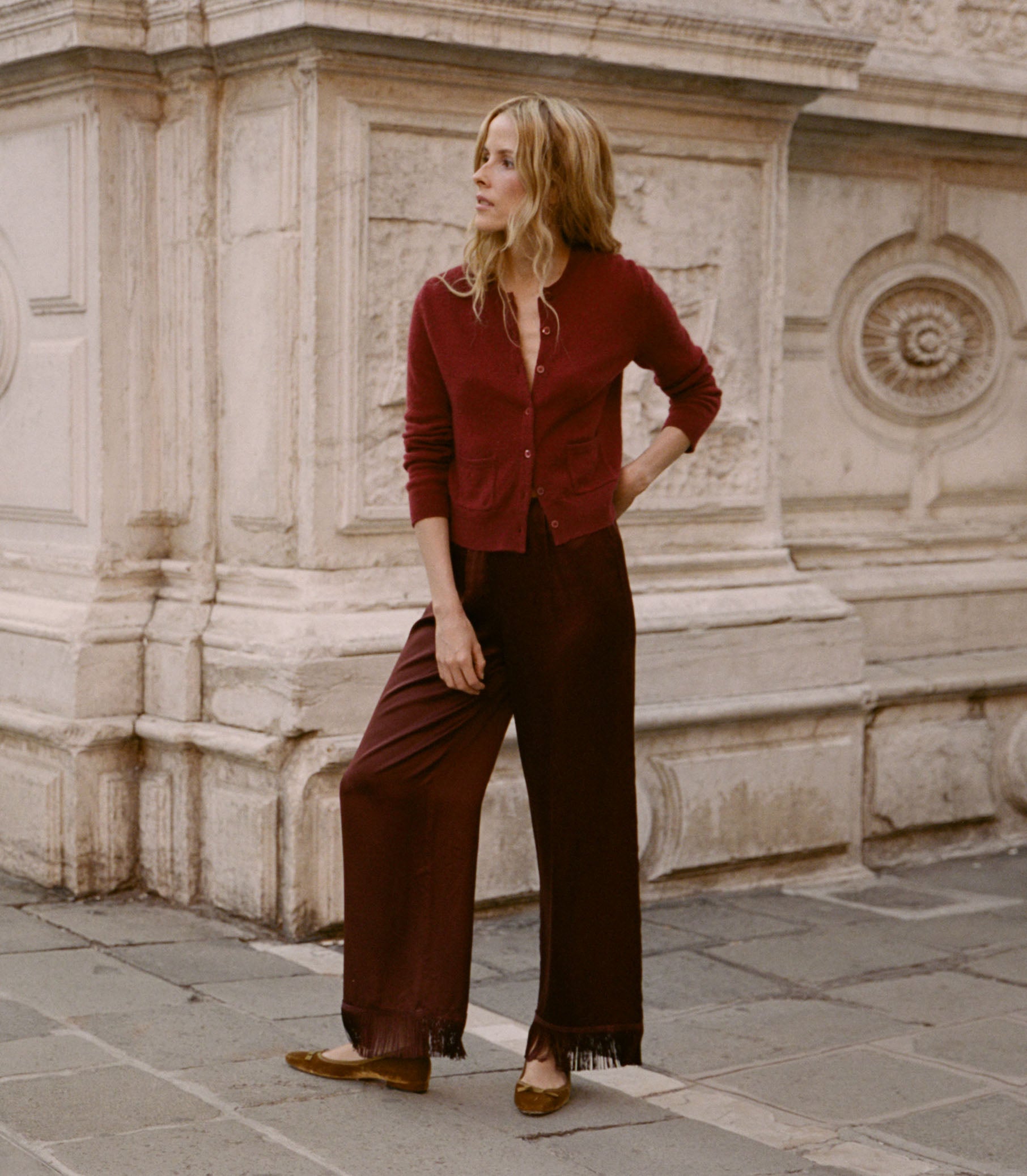 FREYA CASHMERE CARDIGAN -- MALBEC view 4