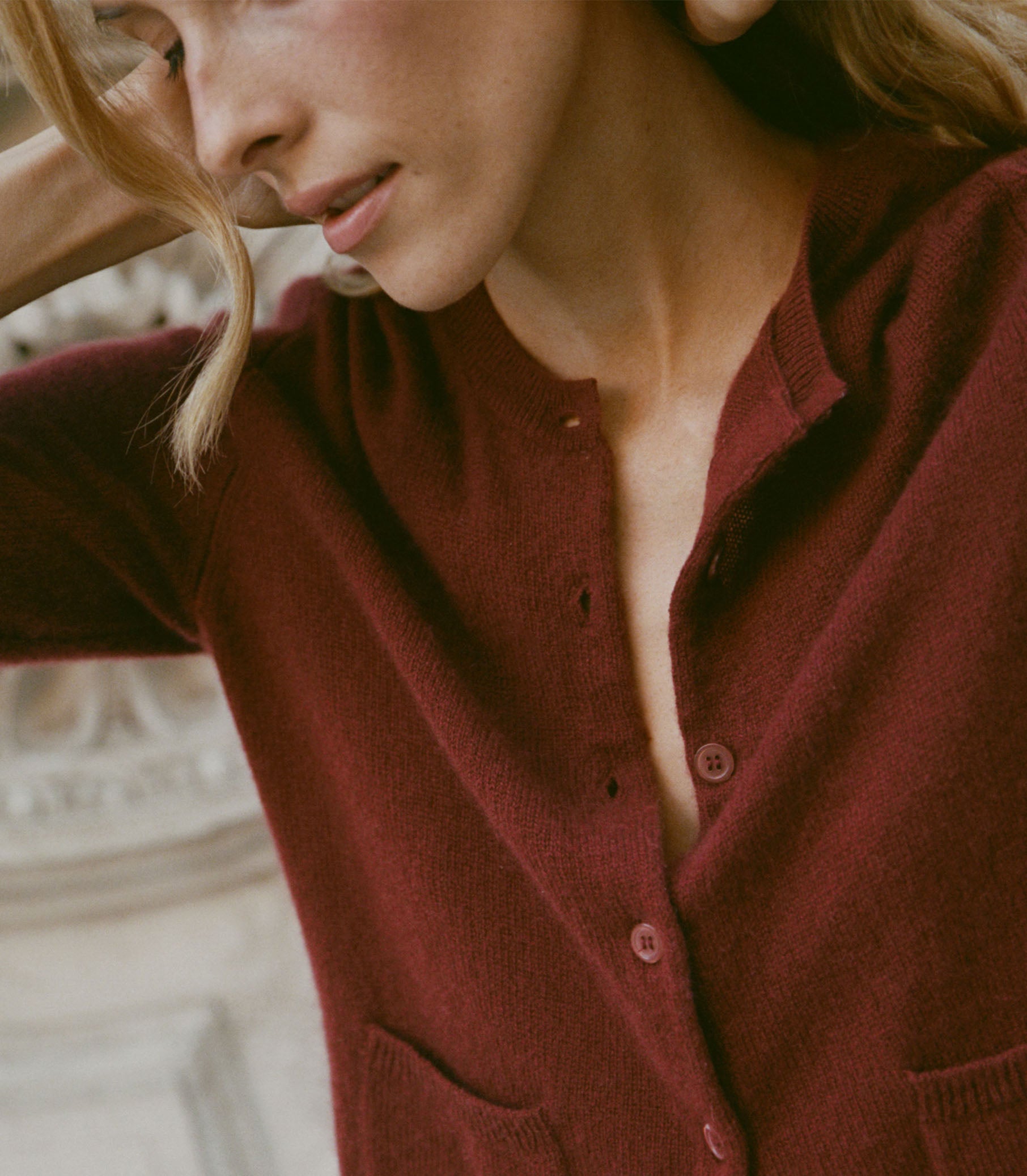 FREYA CASHMERE CARDIGAN -- MALBEC view 2