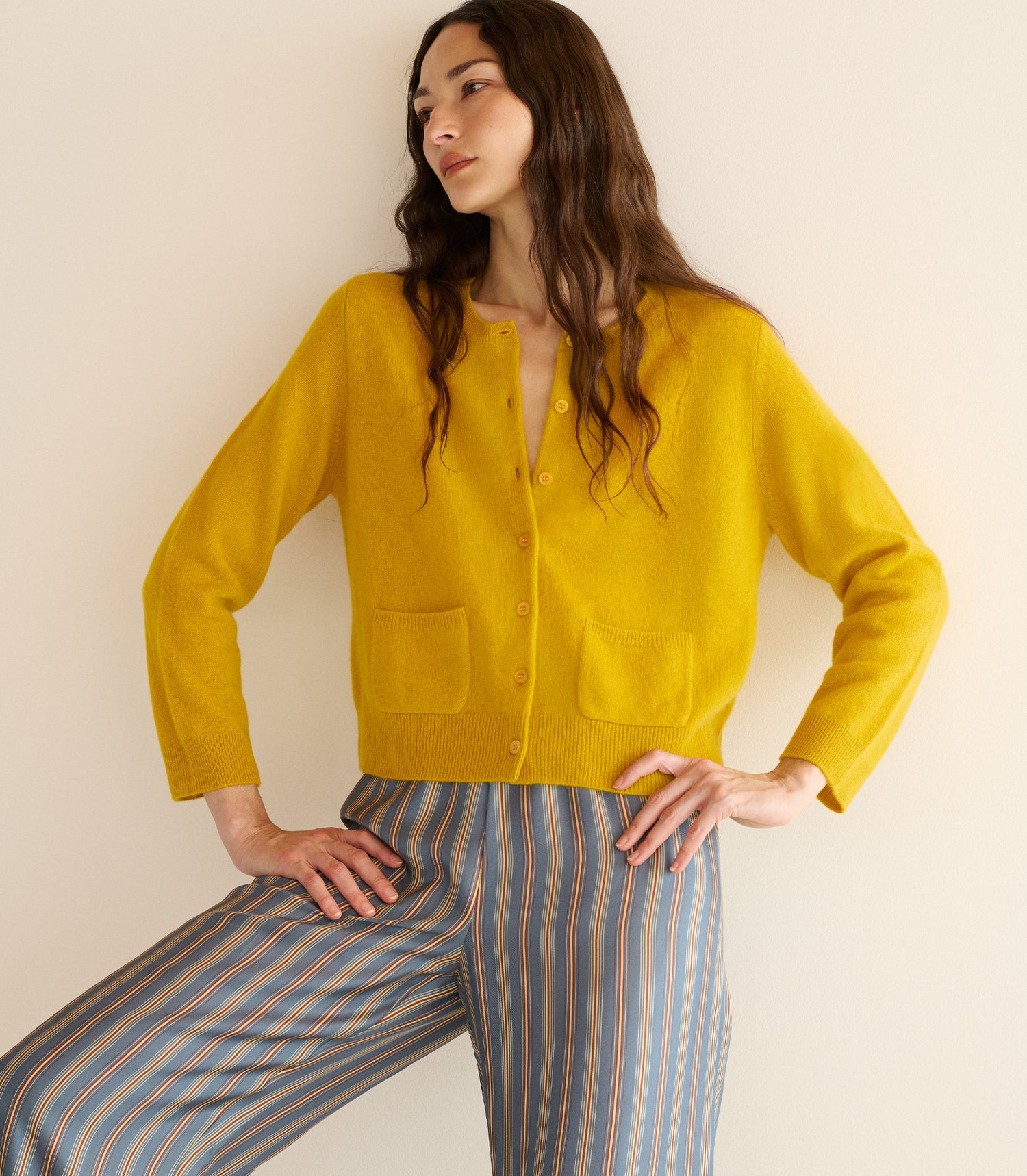 FREYA CASHMERE CARDIGAN -- CITRINE