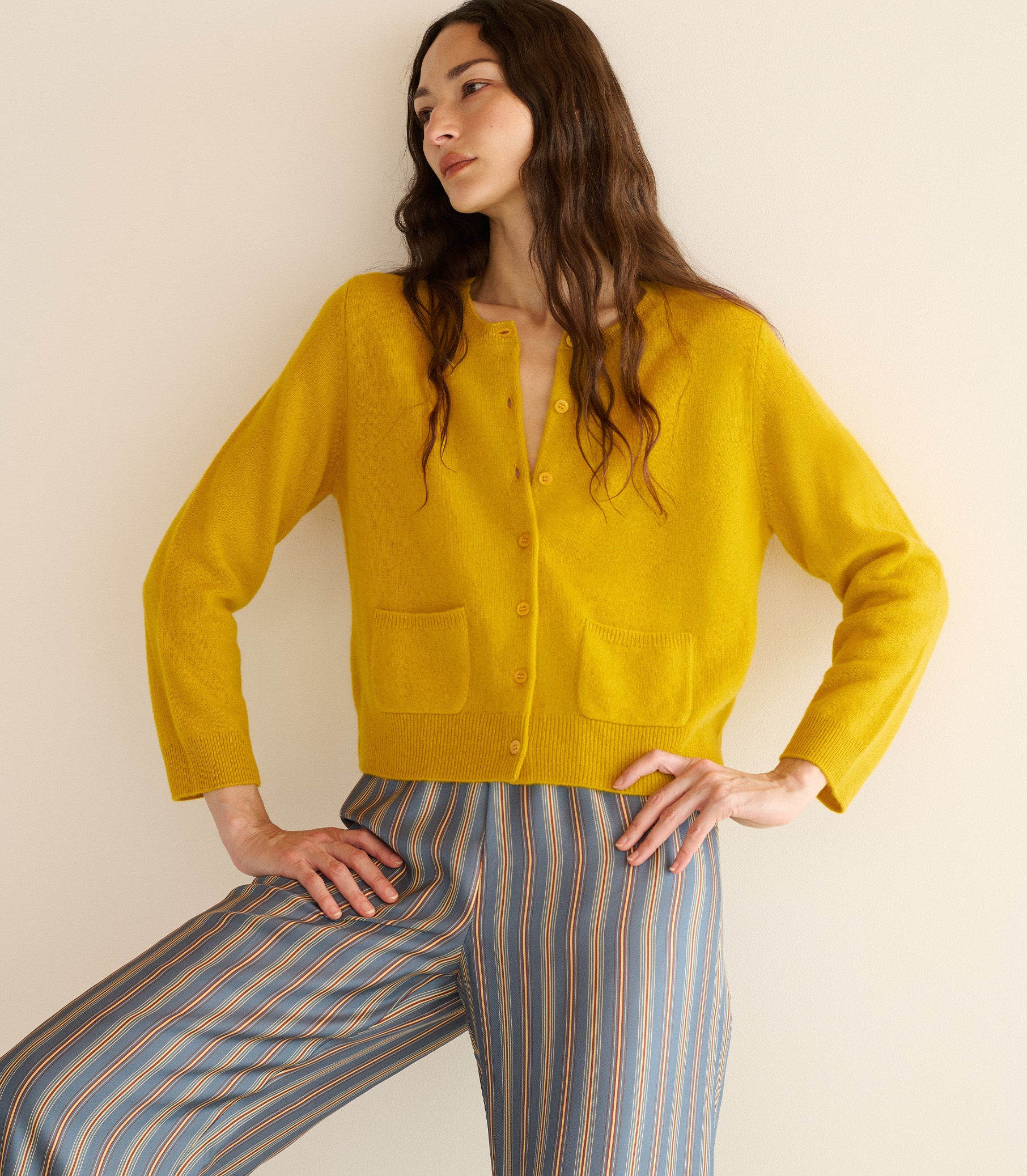 FREYA CASHMERE CARDIGAN -- CITRINE view 2
