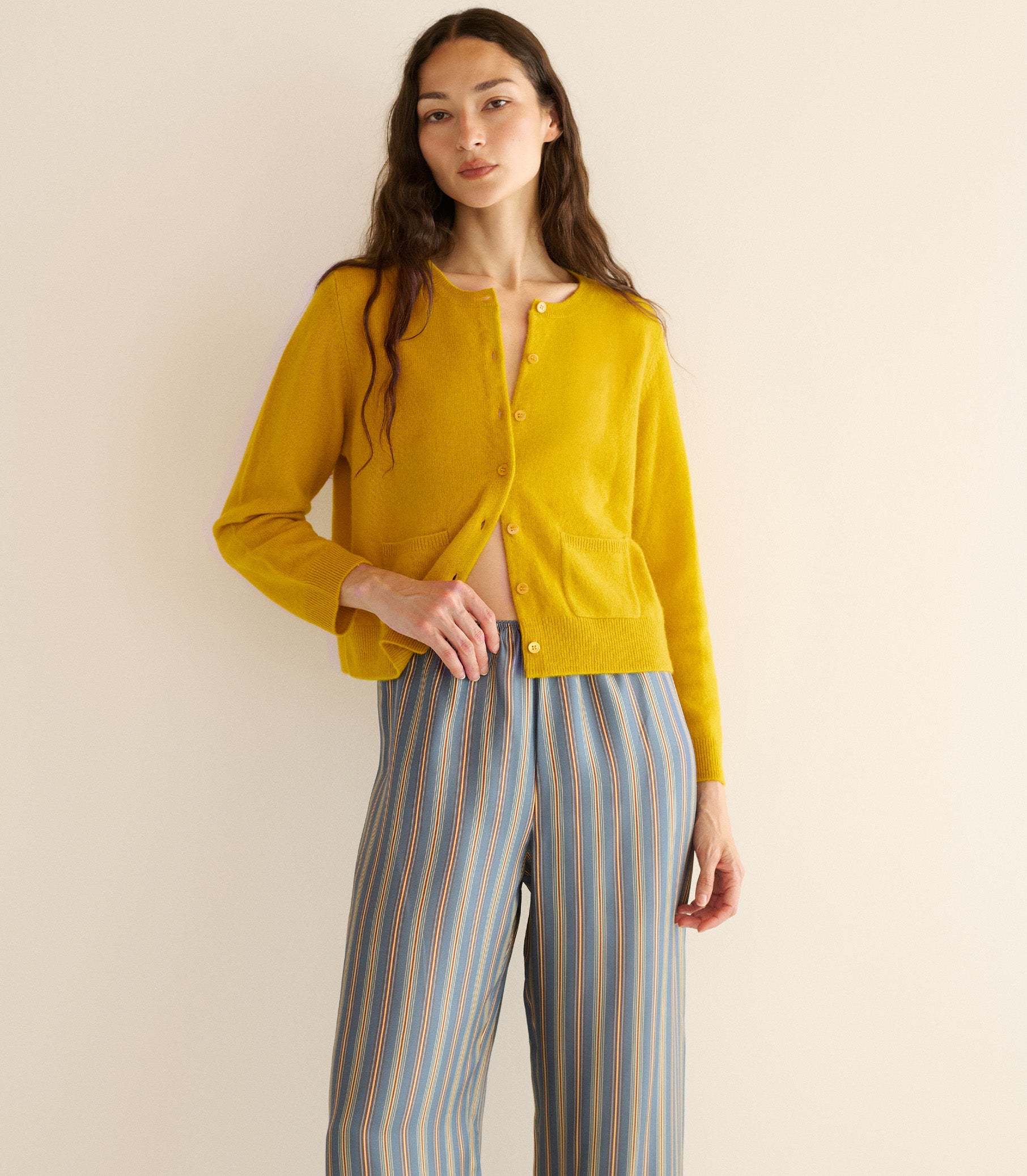 FREYA CASHMERE CARDIGAN -- CITRINE view 3