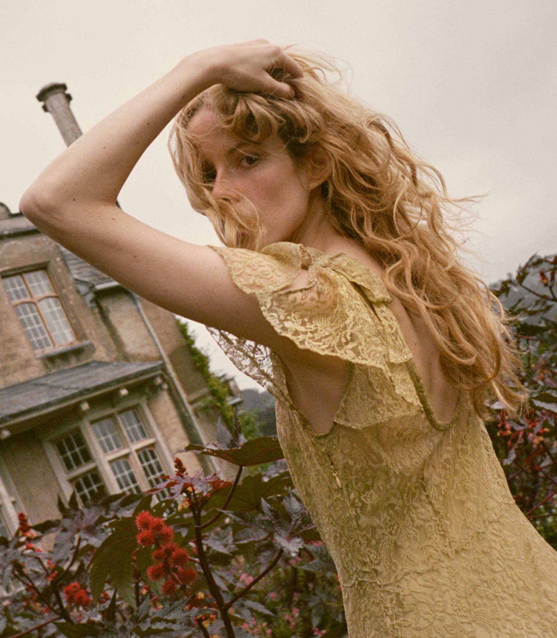 GARBO DRESS -- BURNISHED GOLD LACE view 5