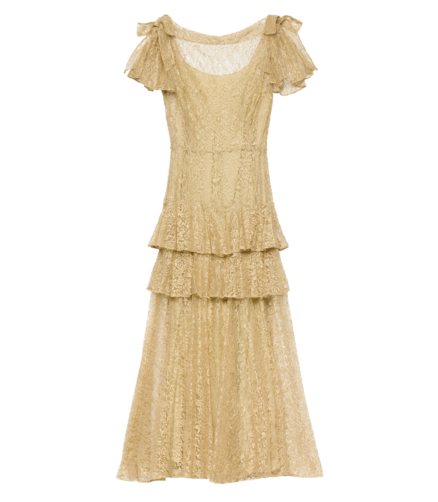 GARBO DRESS -- BURNISHED GOLD LACE