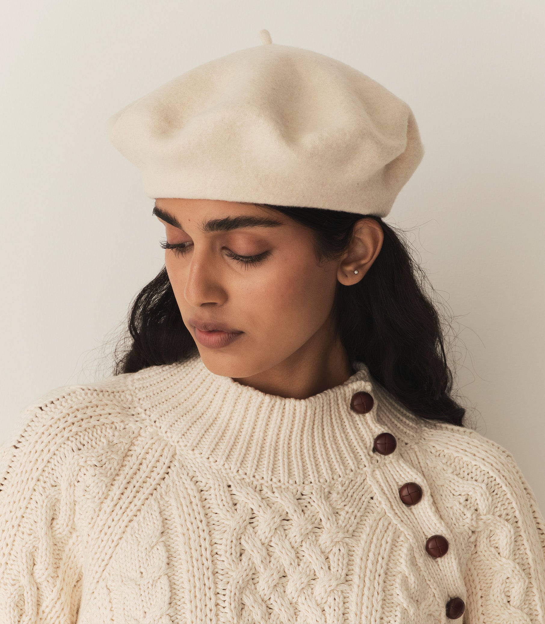 GEORGIANNA BERET -- CREAM WOOL view 1