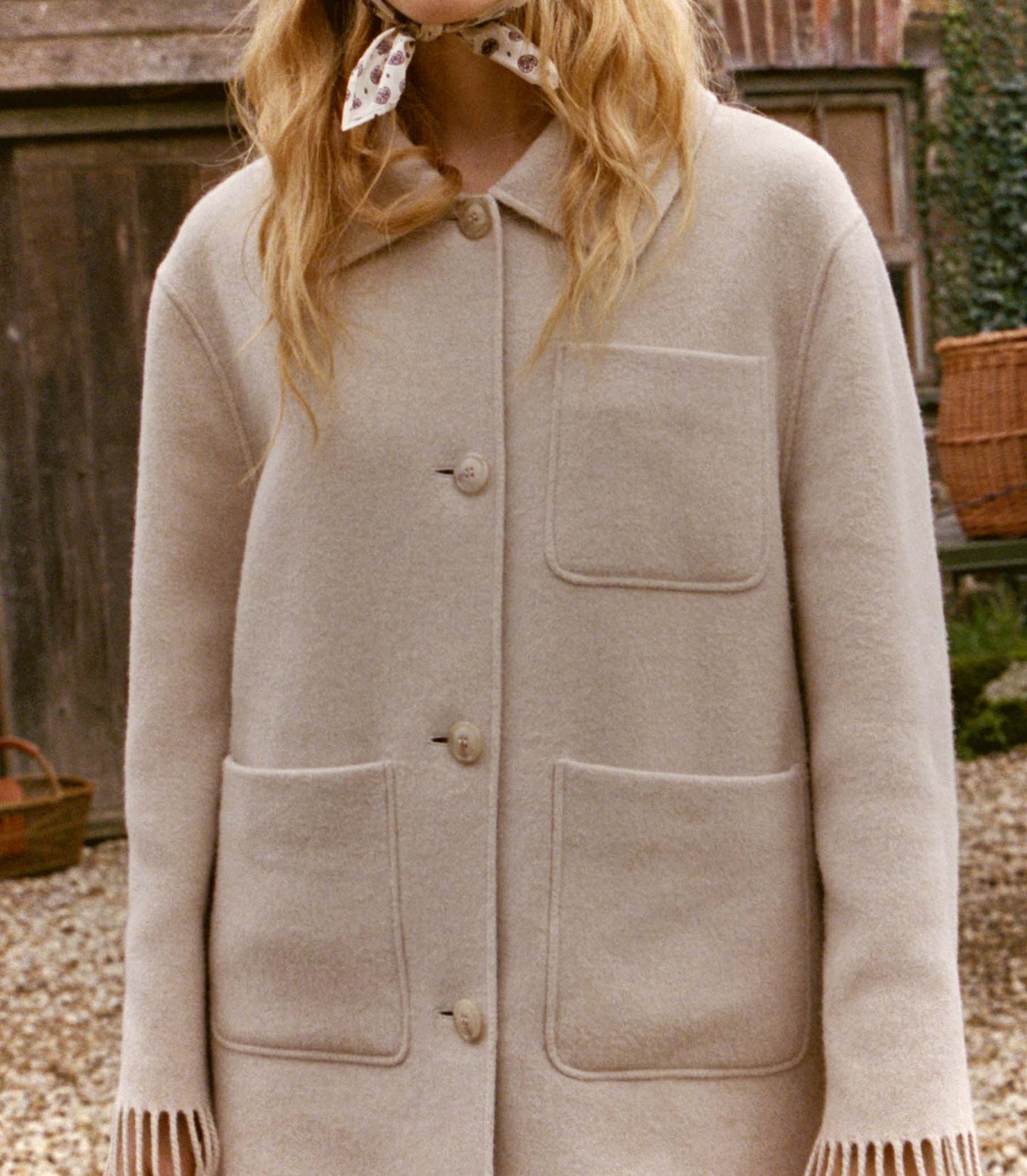 GERMAIN FRINGE COAT -- BUTTER CREAM