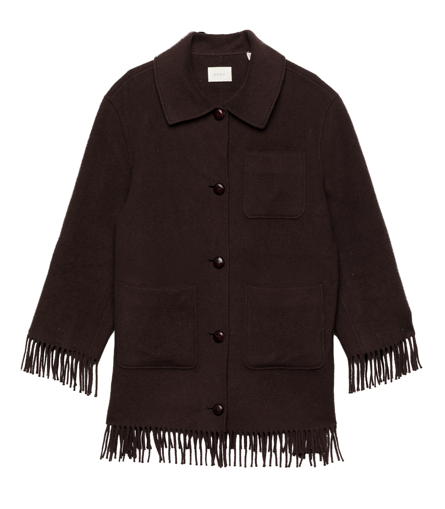 GERMAIN FRINGE COAT -- BITTER CHOCOLATE