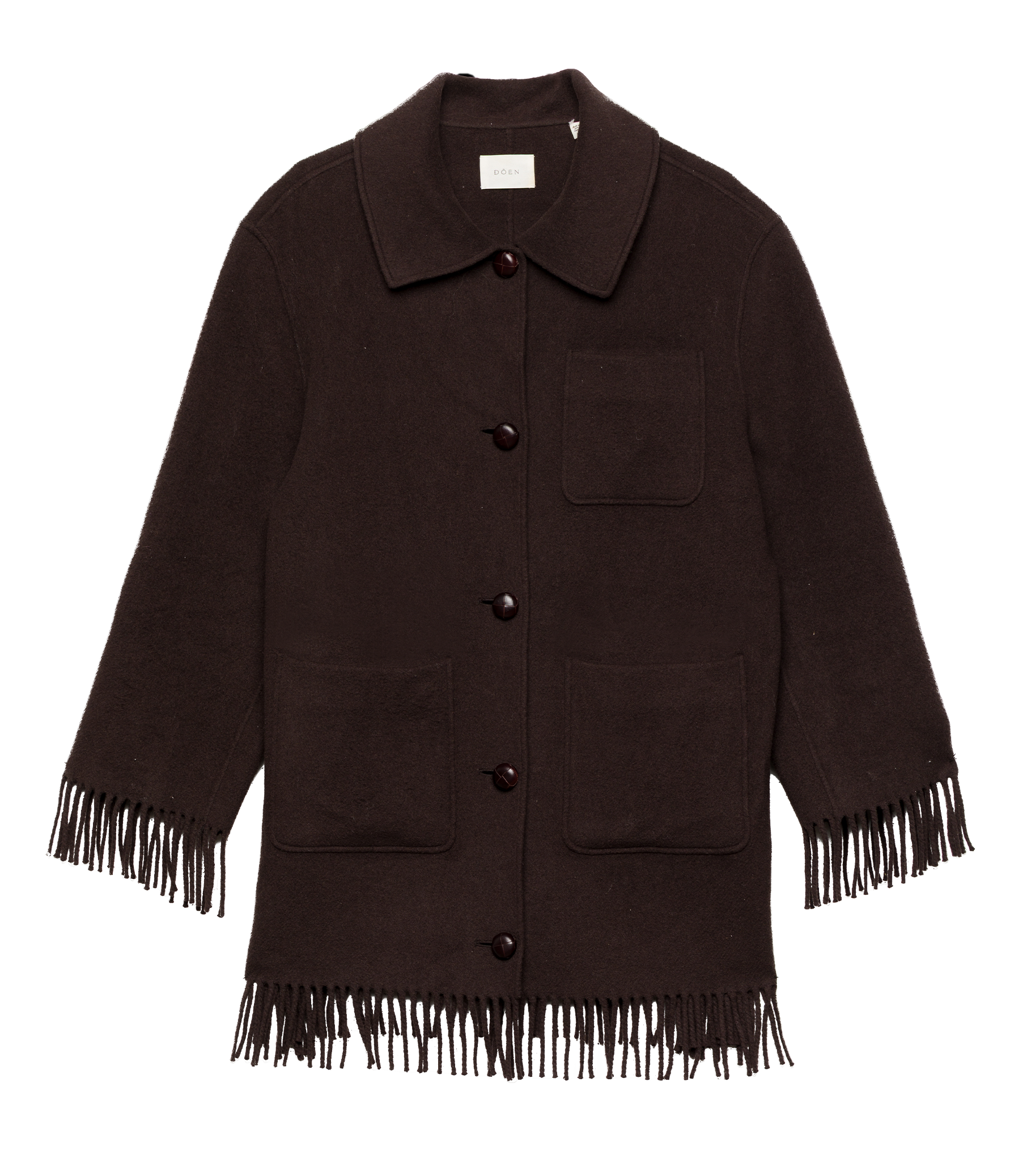 GERMAIN FRINGE COAT -- BITTER CHOCOLATE view 5